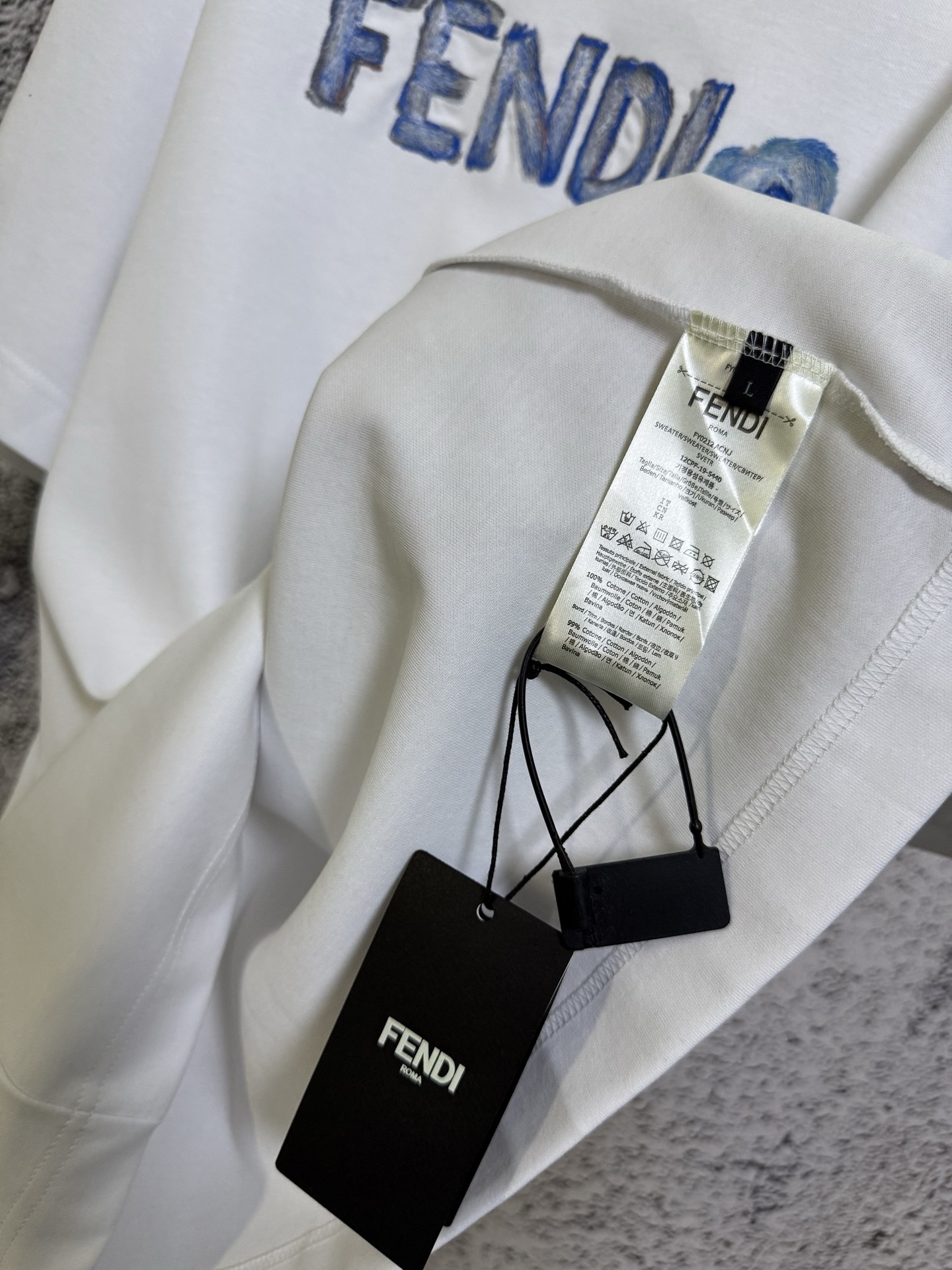 Fendi FENDI 芬迪 26ss 刺绣手绘标识短袖T恤