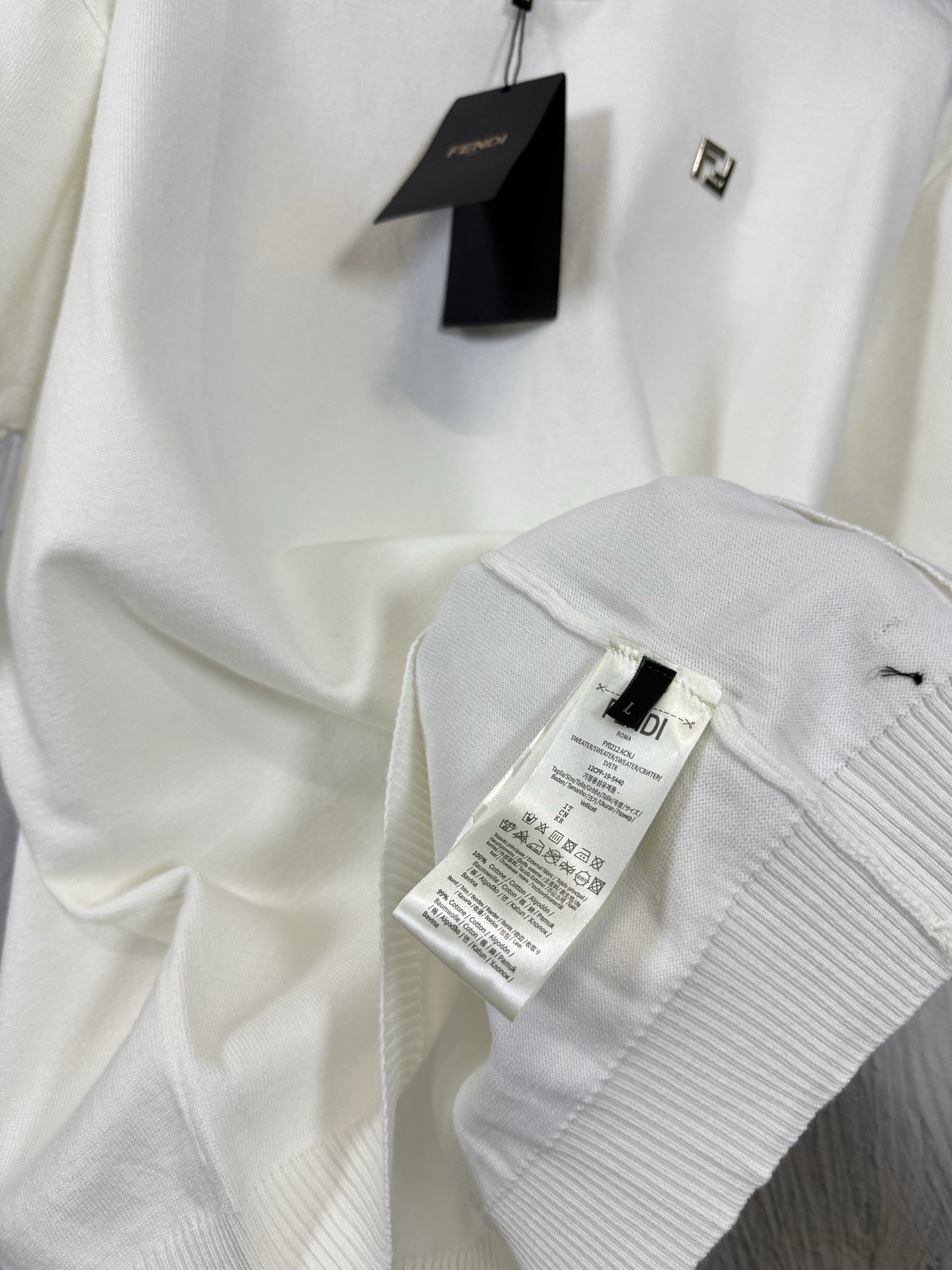 Fendi FENDI 芬迪 26ss 圆领五金双F标棉羊毛针织短袖T恤