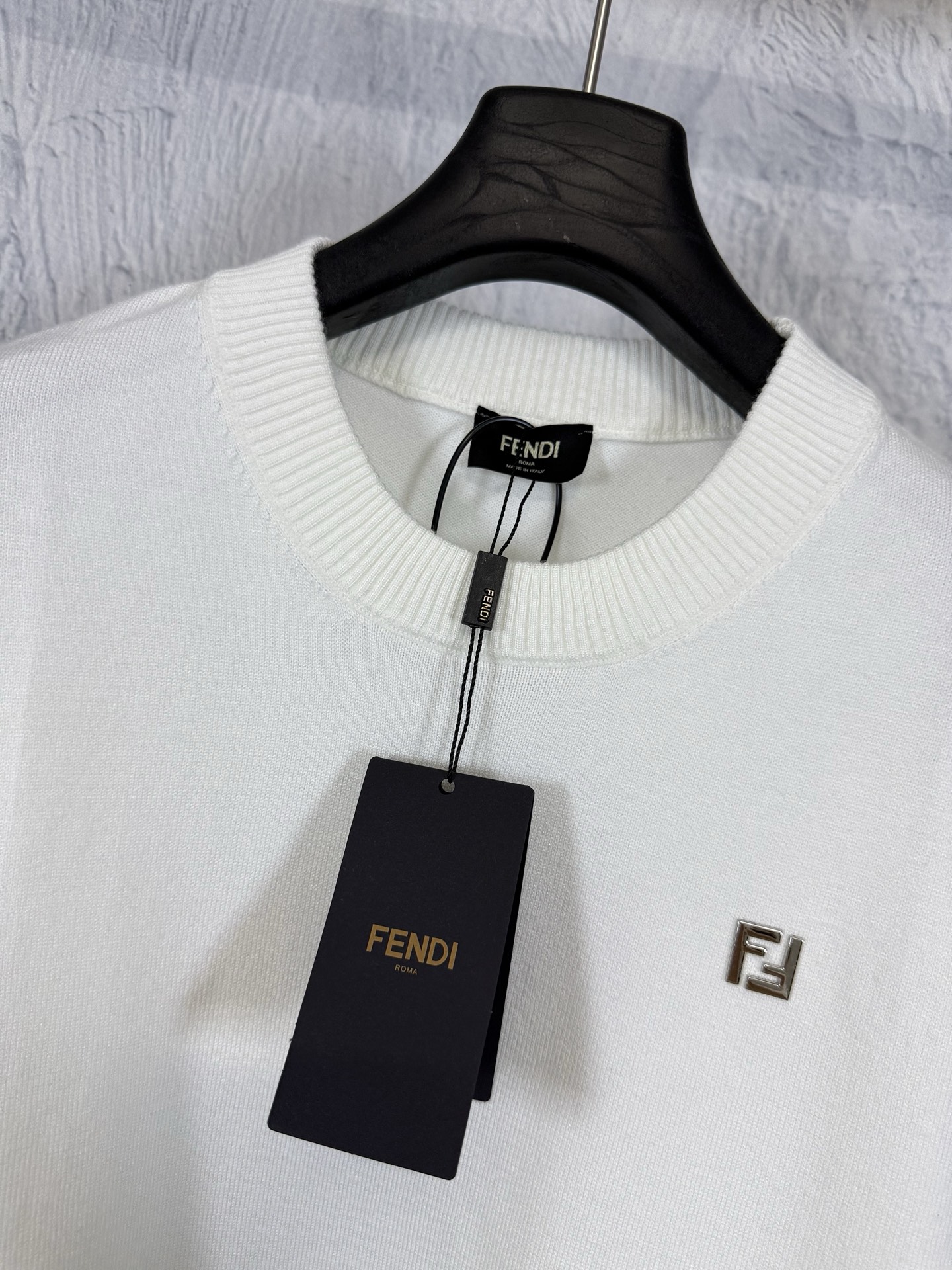 Fendi FENDI 芬迪 26ss 圆领五金双F标棉羊毛针织短袖T恤