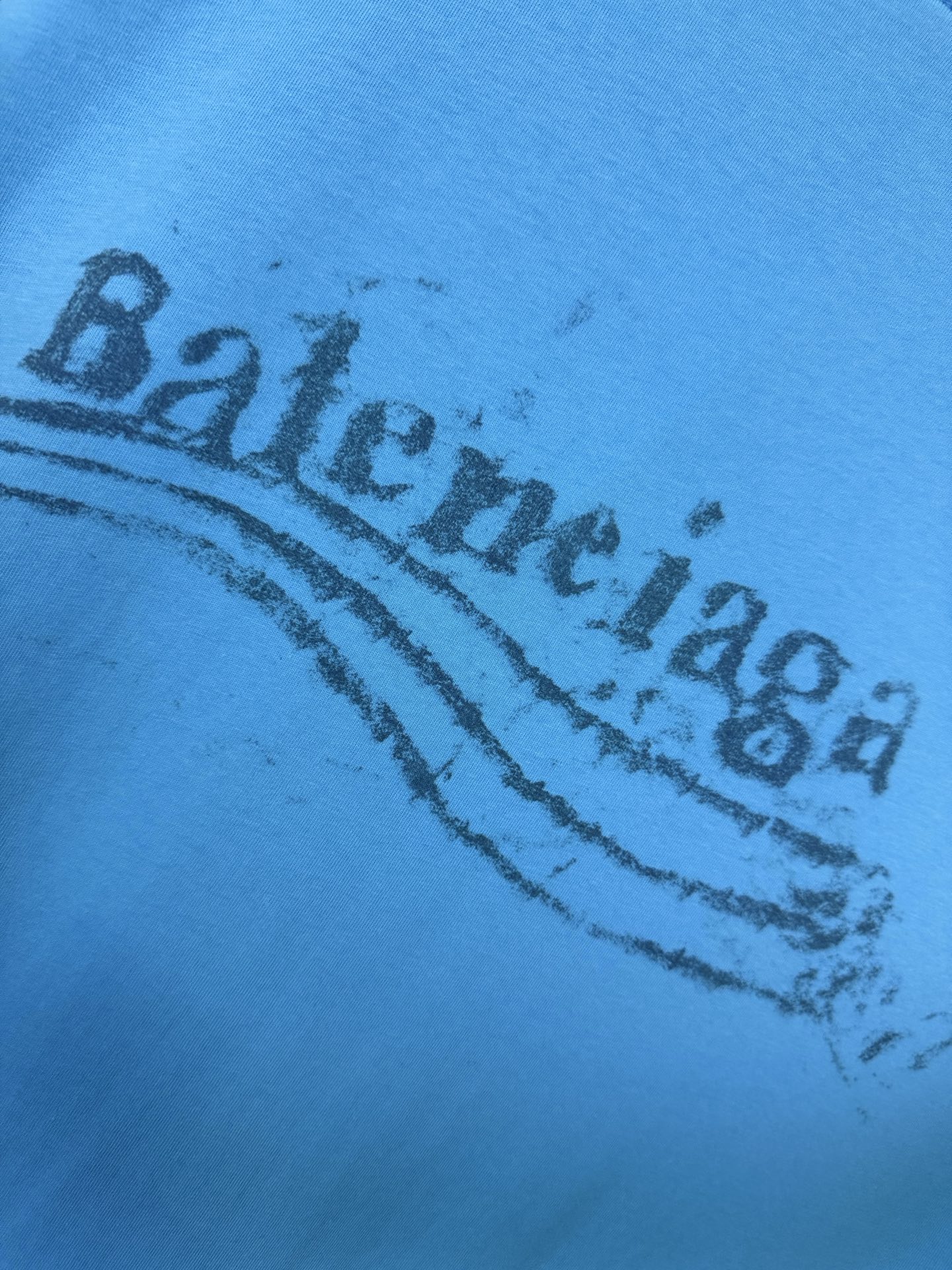 Balenciaga BALENCIAGA 巴黎世家 模糊可乐印花水洗做旧短袖T恤