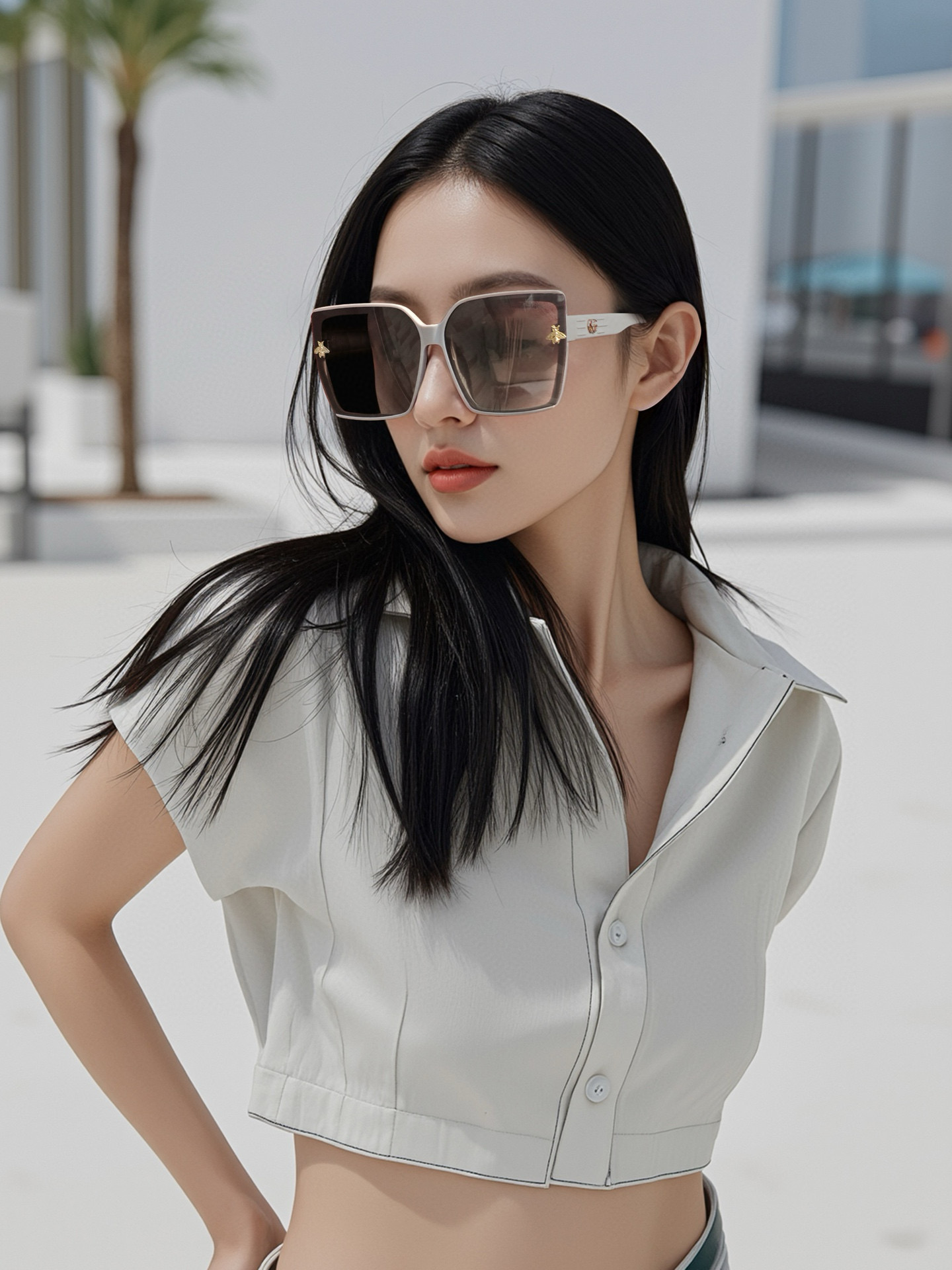 💰135💰GG女士墨镜 时尚小蜜蜂元素 高清偏光镜片 出行打卡必备 网红风 直播款（2504#）