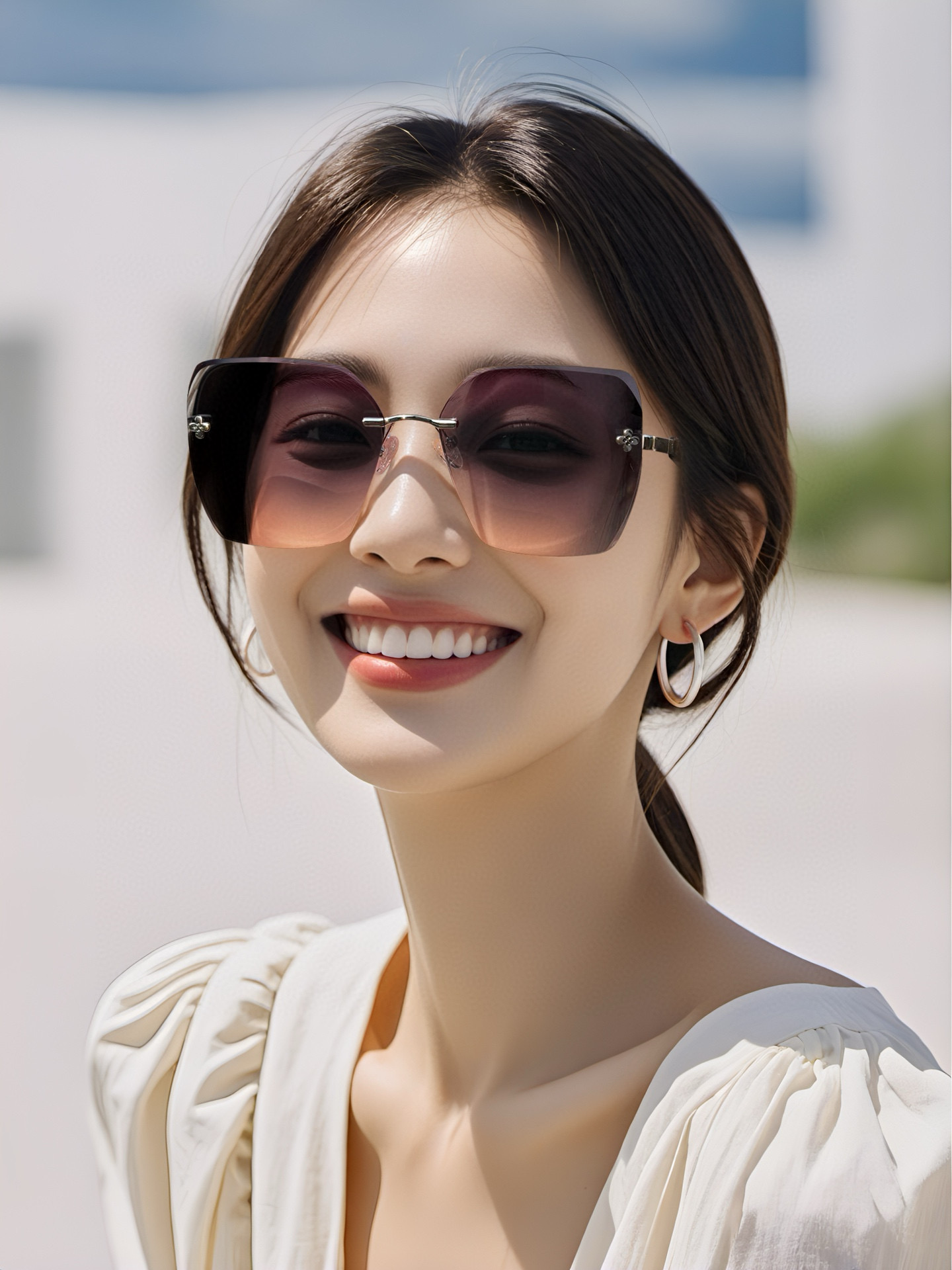 PLV女士墨镜🕶️ 经典四叶草元素🎉复古风 直播款（6128）