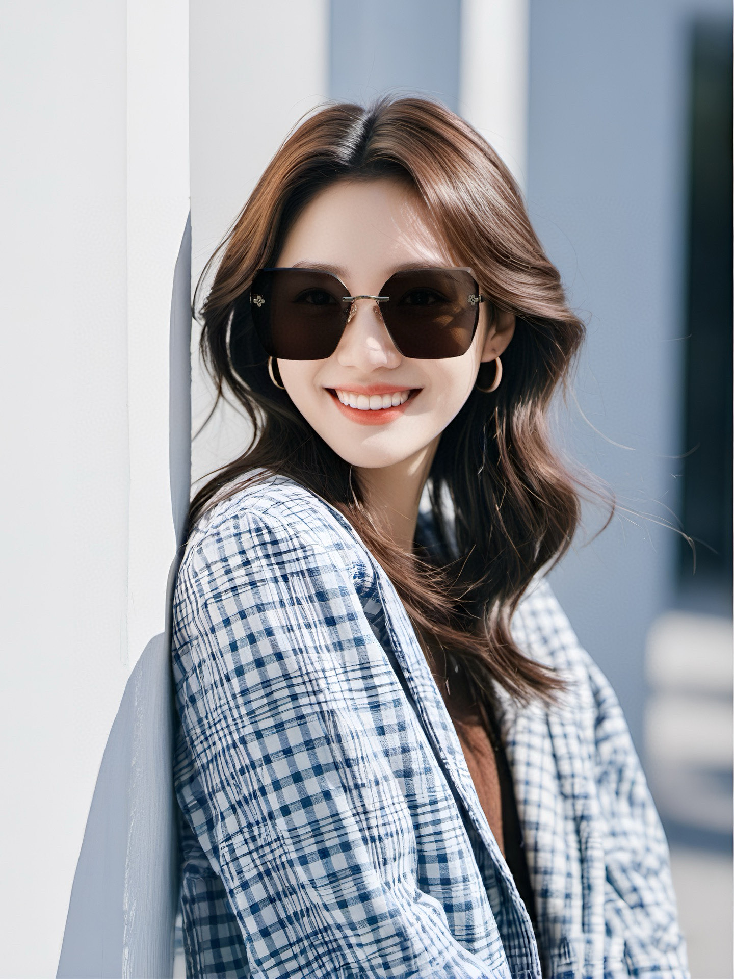 PLV女士墨镜🕶️ 经典四叶草元素🎉复古风 直播款（6128）
