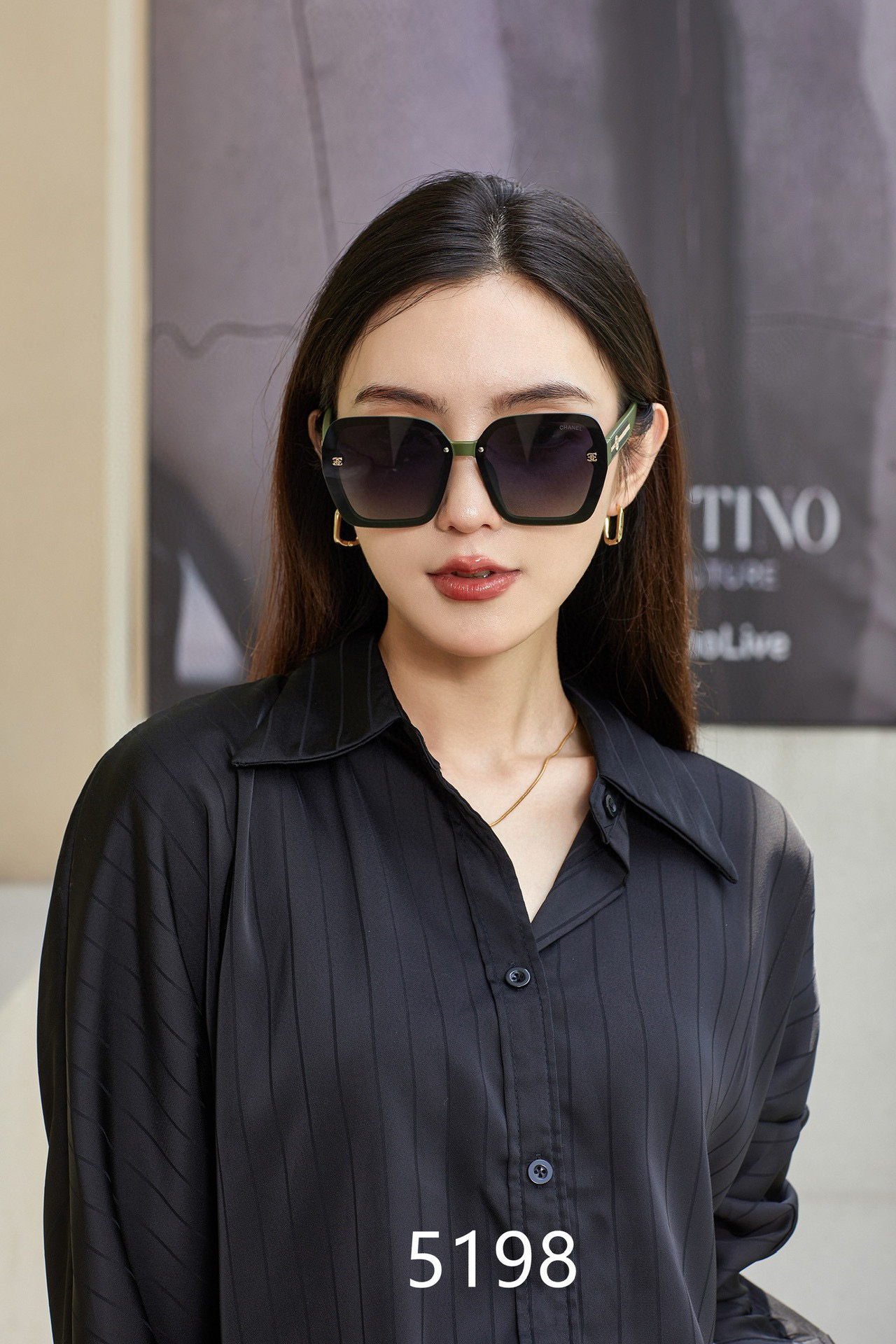 P小香风女士偏光墨镜🕶️ 🎉网红风 大牌范 镜腿双色拼接风格 直播推荐款（5198#）