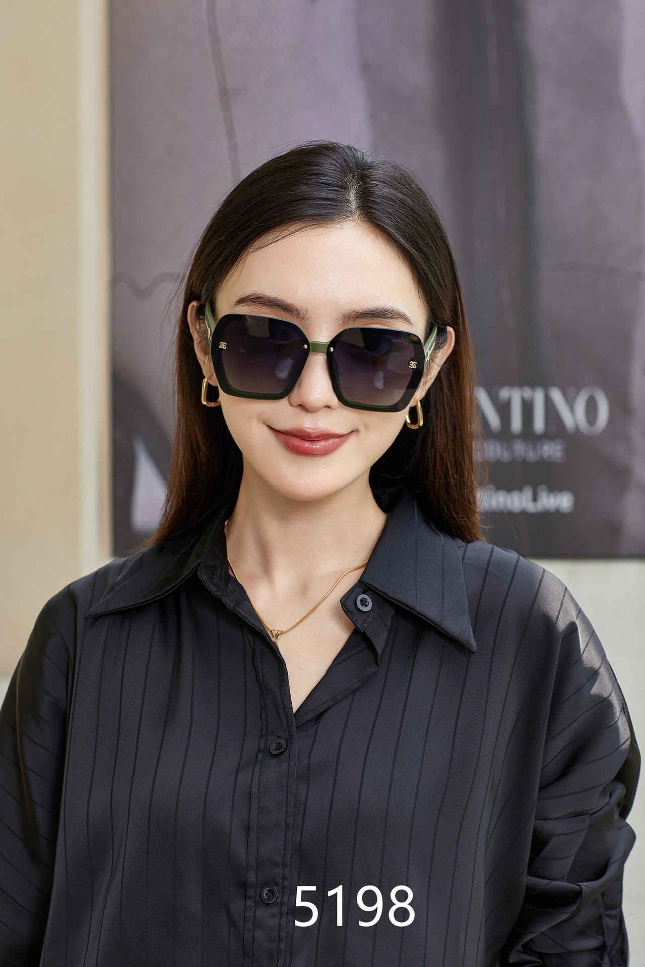 P小香风女士偏光墨镜🕶️ 🎉网红风 大牌范 镜腿双色拼接风格 直播推荐款（5198#）