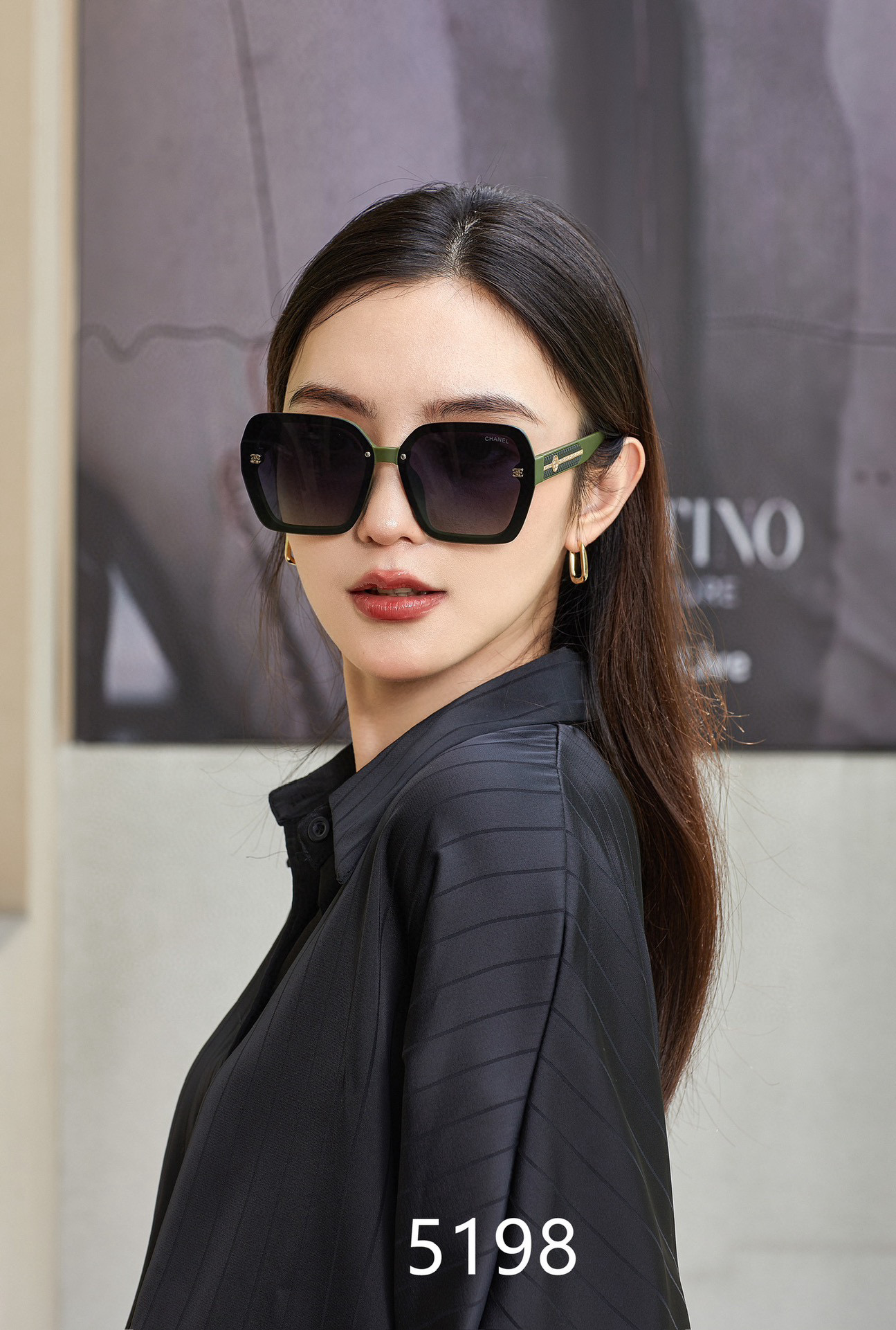 P小香风女士偏光墨镜🕶️ 🎉网红风 大牌范 镜腿双色拼接风格 直播推荐款（5198#）