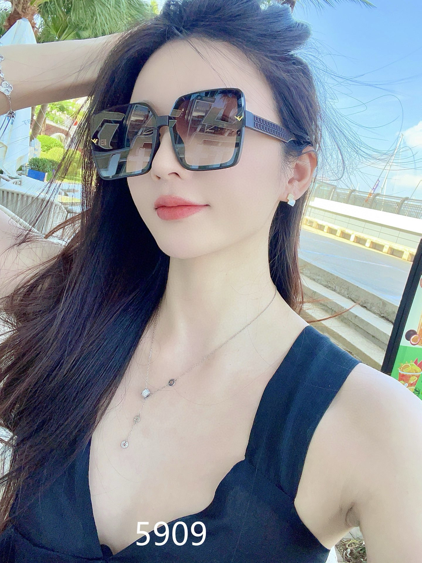NO:360118,Fin D women's sunglasses HD nylon lenses fashionable face repair big brand style fashion style live recommended (5909) glasses sunglasses sunglasses, glasses19860909芬D女士墨镜高清尼龙镜片时尚修脸 大牌范 时尚风 直播推荐款（5909）眼镜墨镜太阳镜,眼镜,glasses