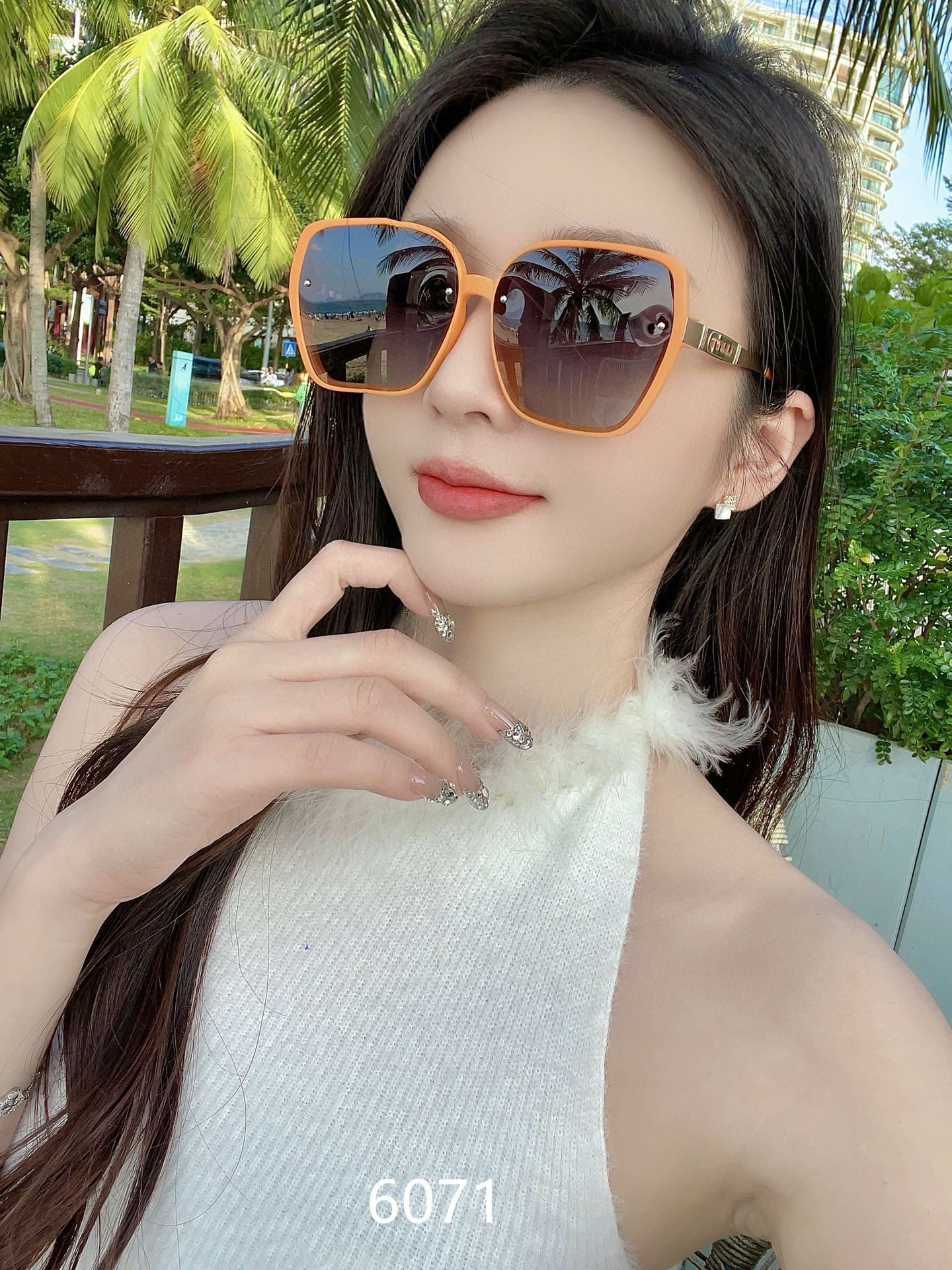 NO:360125,Women's Polarized Sunglasses, Fashionable Face Refined, Big Brand Style, Fashion Style, Live Recommended (6071) Glasses, Sunglasses, Glasses19860909芬D女士偏光墨镜 时尚修脸 大牌范 时尚风 直播推荐款（6071）眼镜墨镜太阳镜,眼镜,glasses