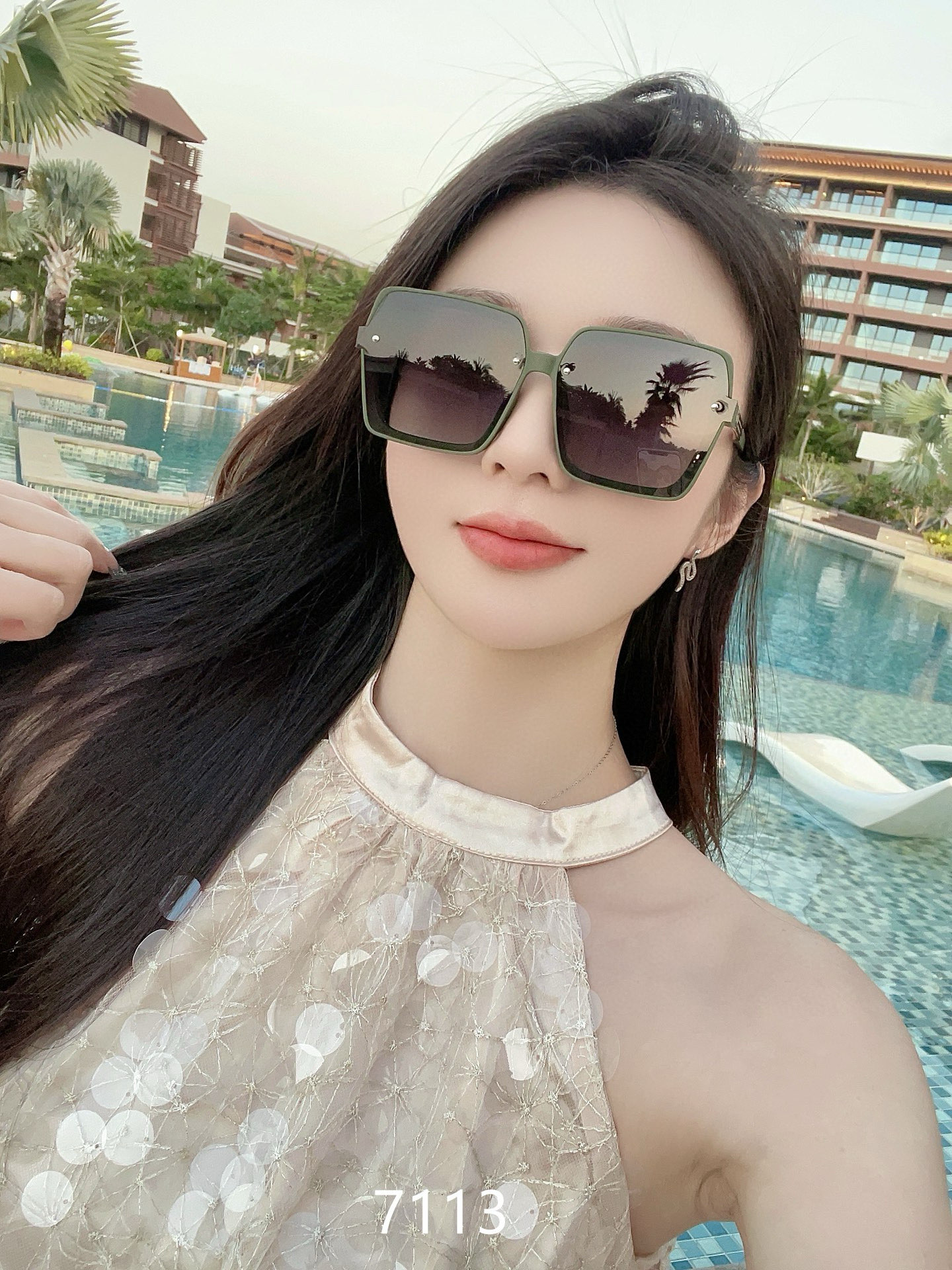 NO:358424,CD women's sunglasses, high-definition polarized lenses, skinny and fashionable style, Internet celebrity live broadcast hot products (7113) glasses, sunglasses, glasses19860909CD女士墨镜 高清偏光镜片 修颜显瘦时尚风 网红直播爆款（7113）眼镜墨镜太阳镜,眼镜,glasses