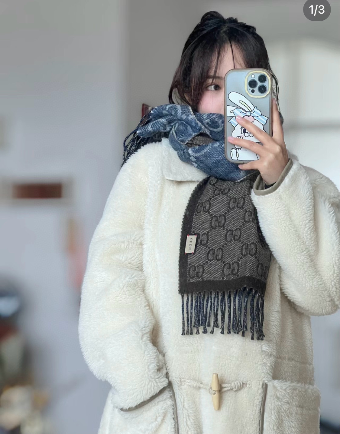 P牛❗️稳稳的“高段位”！时髦过冬！！Gucci秋冬新款提花双面围巾！高端奢华，非常重工的双面老花设计，