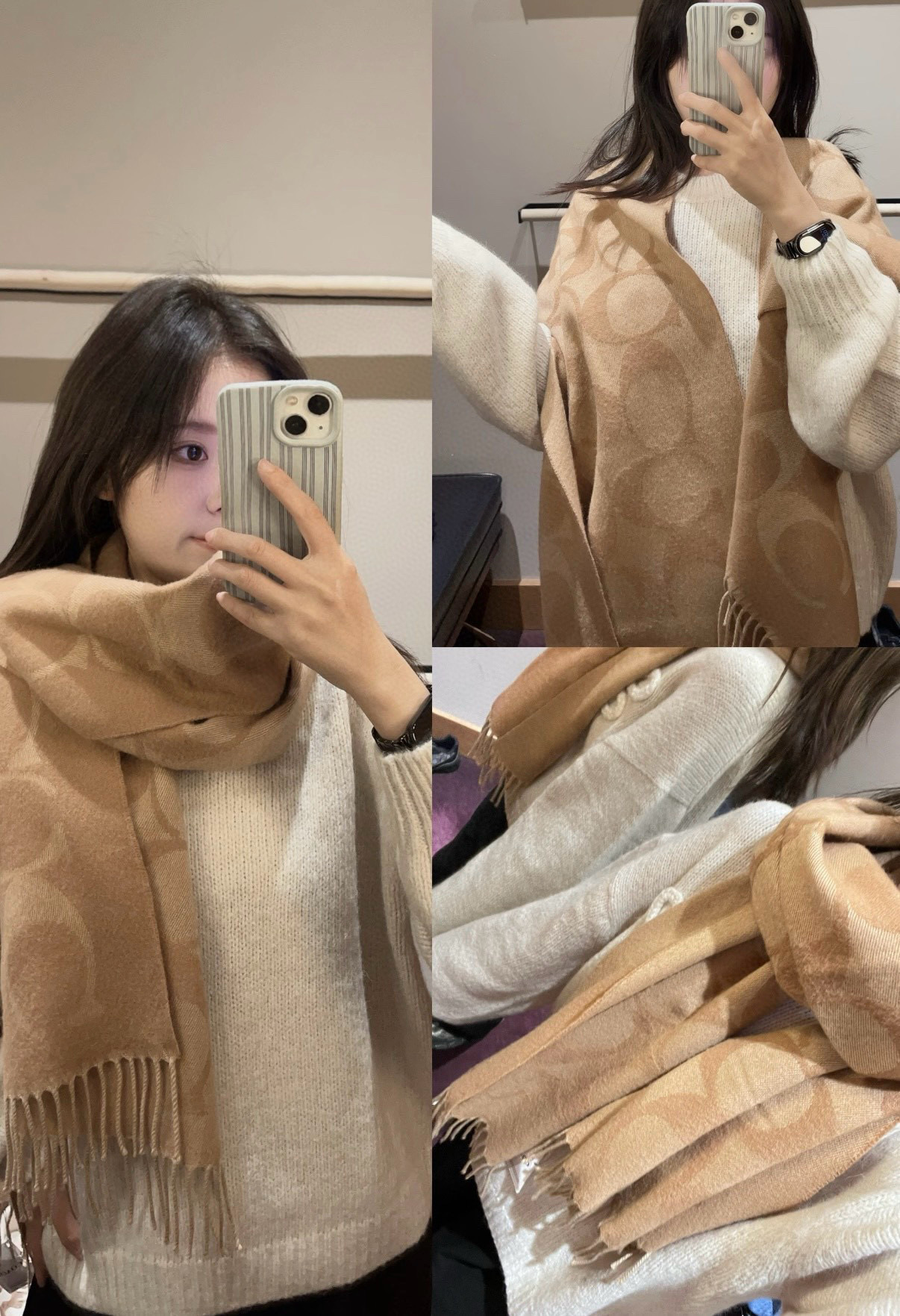 Coach 2025年新款到 Coach 三色披肩也太 了吧 不仅有颜值还有品质 97%羊毛+3%羊绒