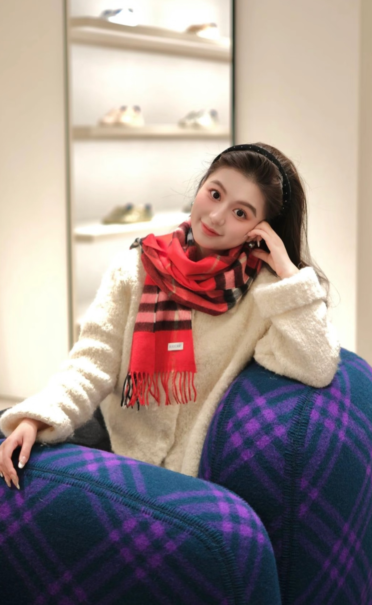 Burberry 对版新标蓝线王牌口碑burberry 羊绒格子围巾‼ 最新品相 目前 都换上了新标 中的
