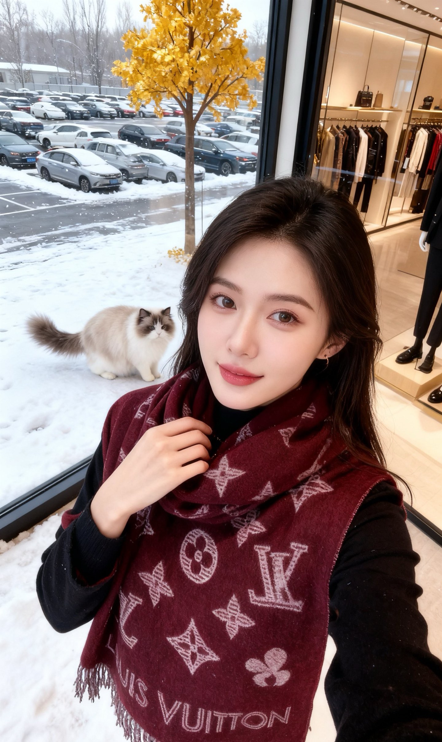 PLV （路易威登）Essential Shine 围巾将金属纤维织入 Monogram 图案，呈现若有