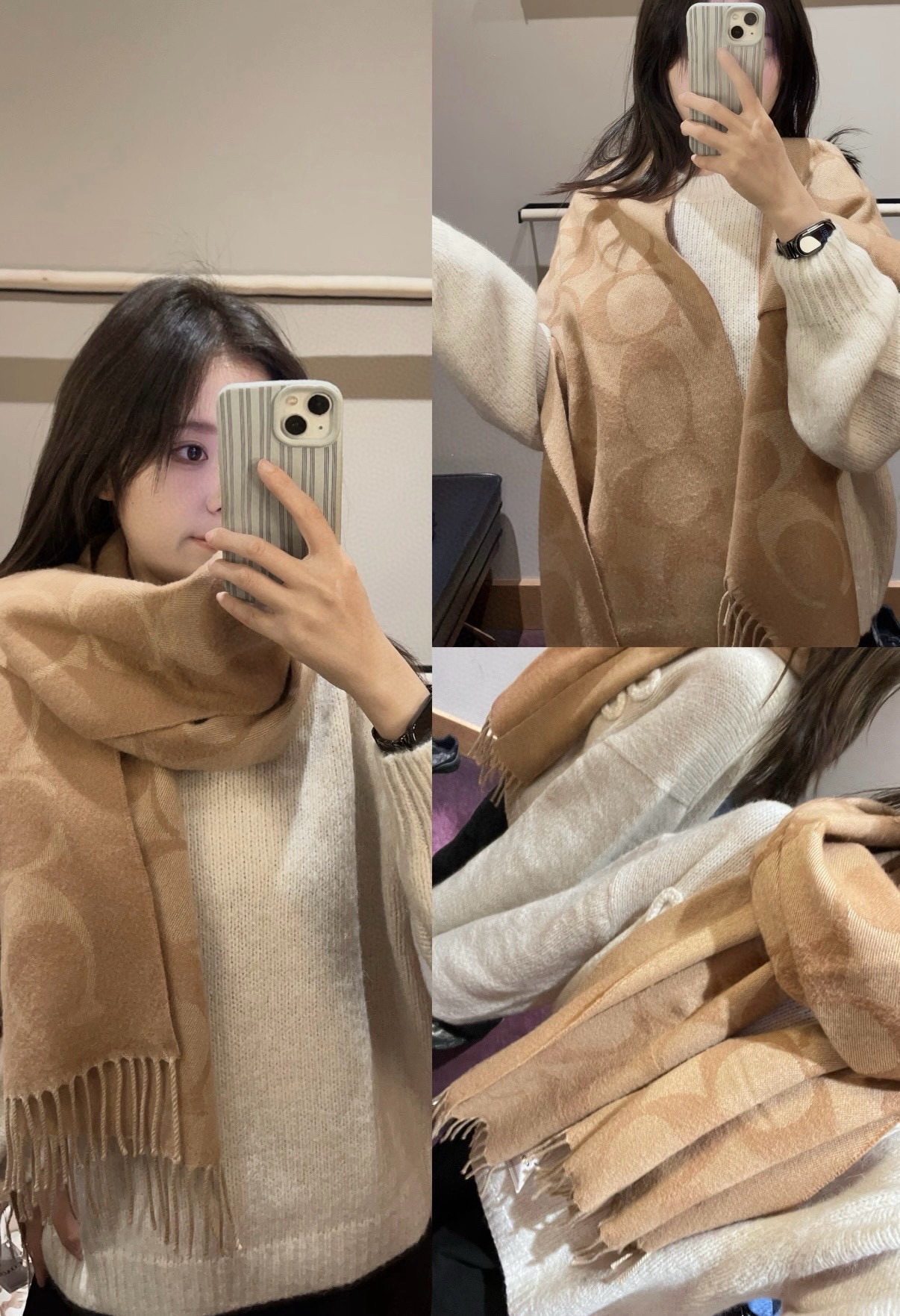 P蔻驰 2025年新款到！Coach爆款！三色披肩也太好看了吧！不仅有颜值还有品质，97%羊毛+3%羊绒