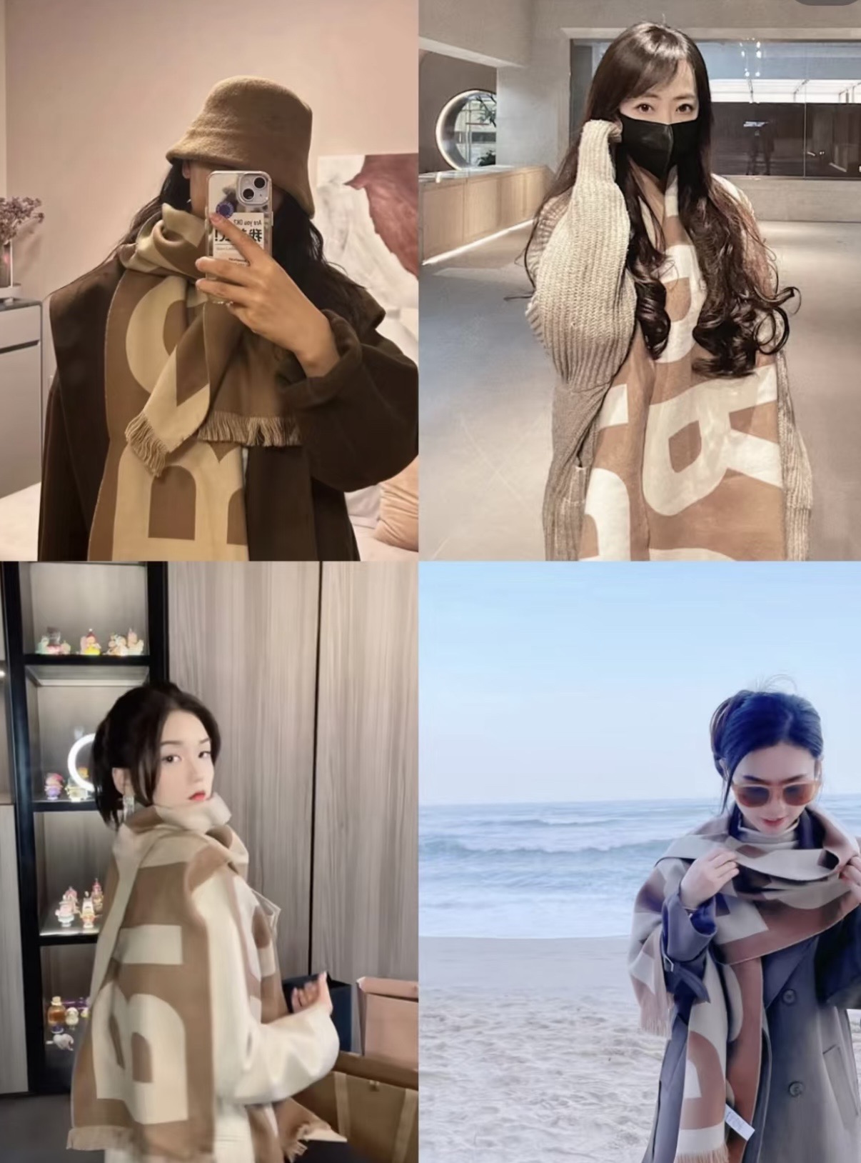 P高版本【B大字母双面长巾】免代购，专柜新色，真香必入推荐款！全网最好的品质推荐给我的老姐妹们，须边细节