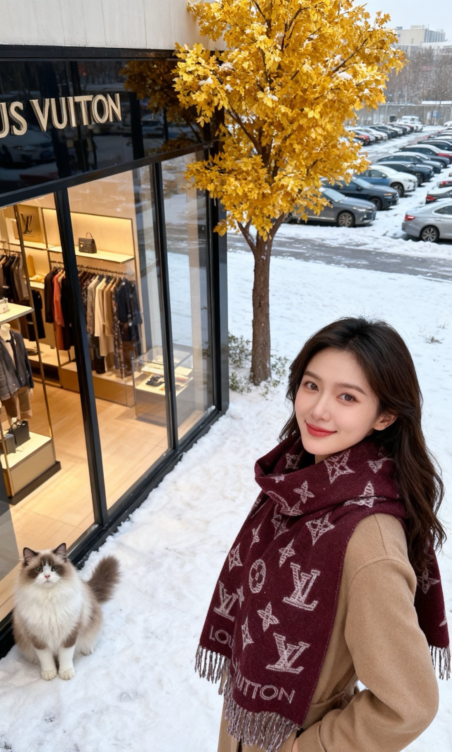 PLV （路易威登）Essential Shine 围巾将金属纤维织入 Monogram 图案，呈现若有