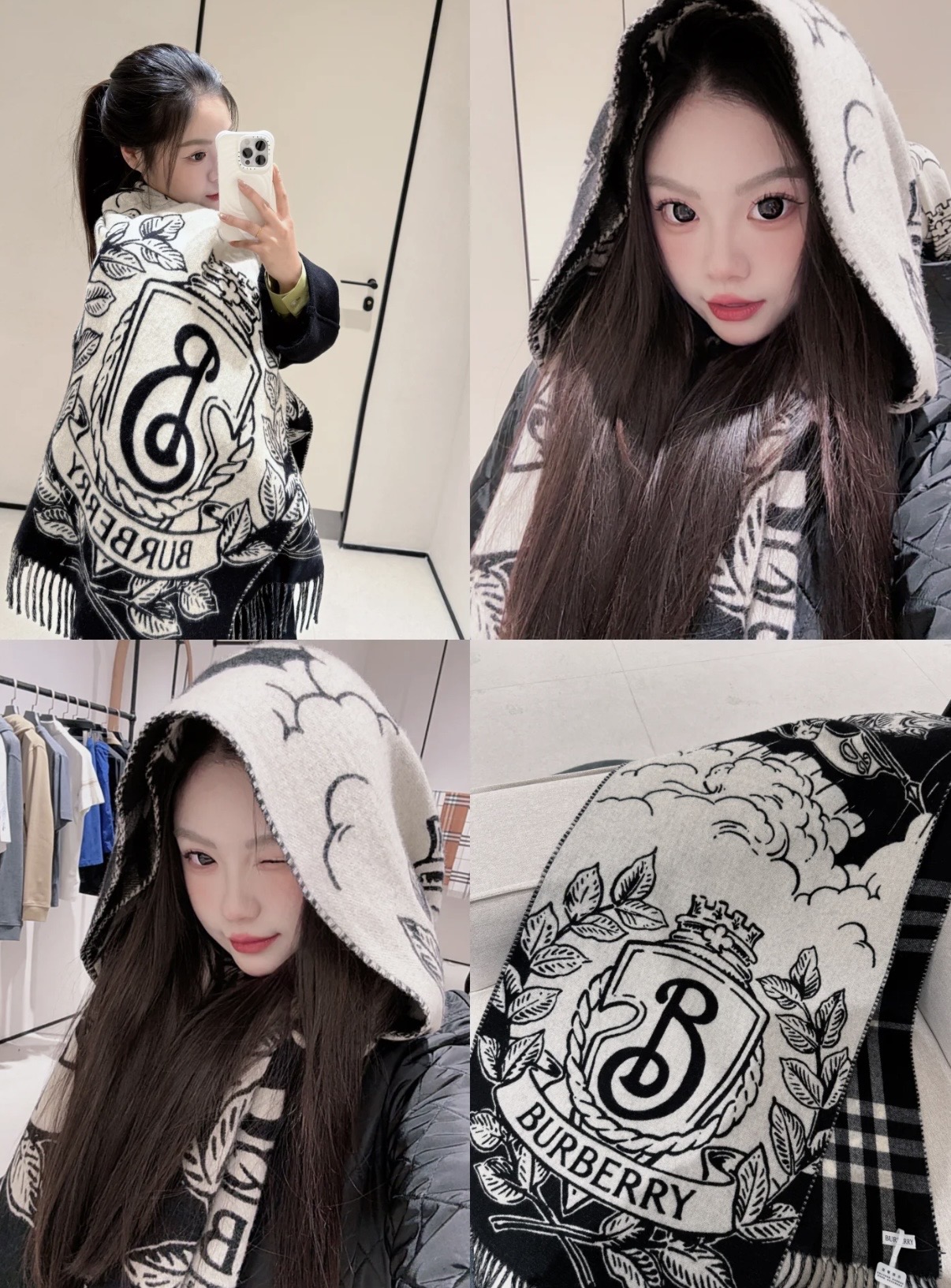 NO:663533,Bur's new storm knight double-sided shawl, all kinds of beautiful, known as Burberry's most beautiful style this year, the most classic jacquard war horse logo, the most beautiful classic caramel color shawl, refined scarf, made of jacquard worsted cashmere fabric, decorated with the brand's large plaid and equestrian knight design. The brand logo is integrated into the background of oak leaves and acorns, highlighting the Burberry style. Specifications do not include tassels on both sides 210 cmx50cm,  Size including tassels, 230cmx50cm, 450g weight, cashmere rectangle, tassels on both ends. High version scarf, high version scarf, burberry, shawls19860909Bur新款风暴骑士双面披肩,各种好看,被誉为Burberry今年最美的款,最经典的提花战马徽标最美的经典焦糖配色披肩,精制围巾,选用提花精纺羊绒面料制成,装饰品牌大号格纹和马术骑士设计.将品牌徽标融入橡树叶和橡果背景中,彰显博柏利风范. 规格不含两边流苏210 cmx50cm, 含流苏尺寸,230cmx50cm450克重 羊绒长方形 两端流苏.高版本围巾,高版本围巾,burberry,shawls,scarf