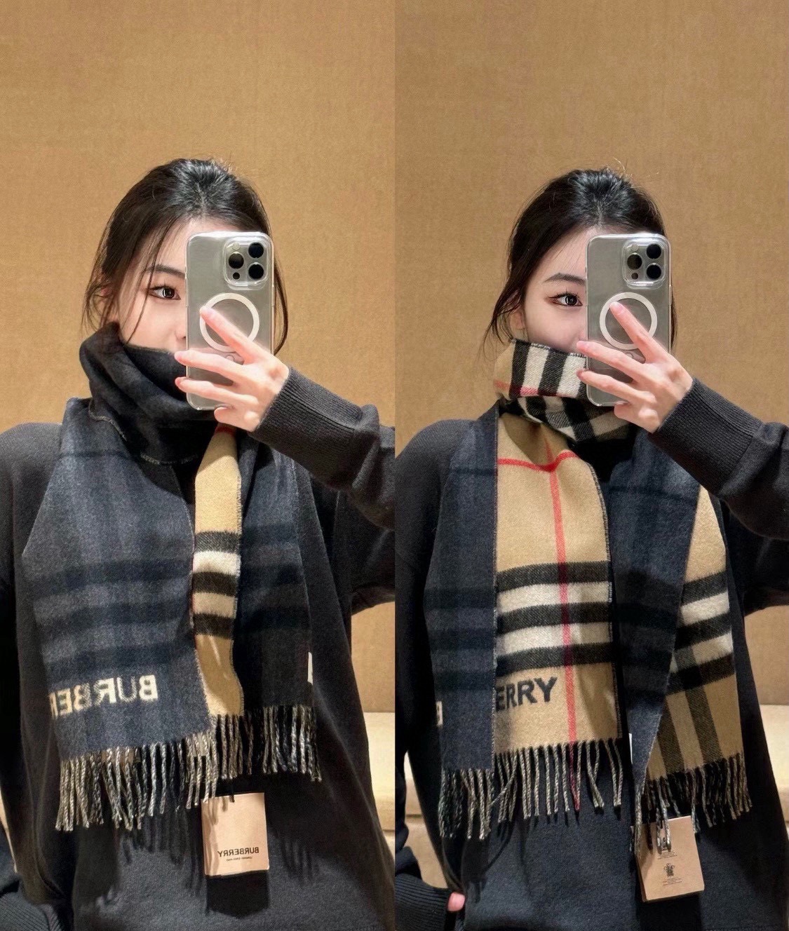 P巴宝莉拼接款尺寸：168x30cm 经典格纹撞色特别好看，完全不挑人，细节到位！男女通用款！.