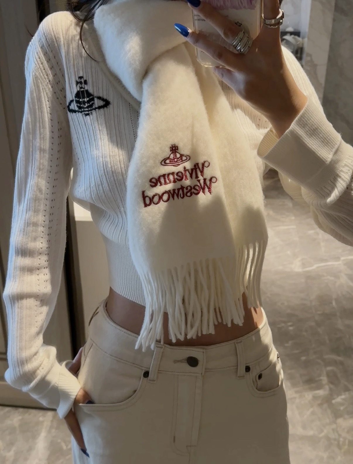 P墨绿色❤️小红书爆款“Vivienne Westwood”薇薇安西太后羊绒羊毛围巾❗ 西太后 英国时装