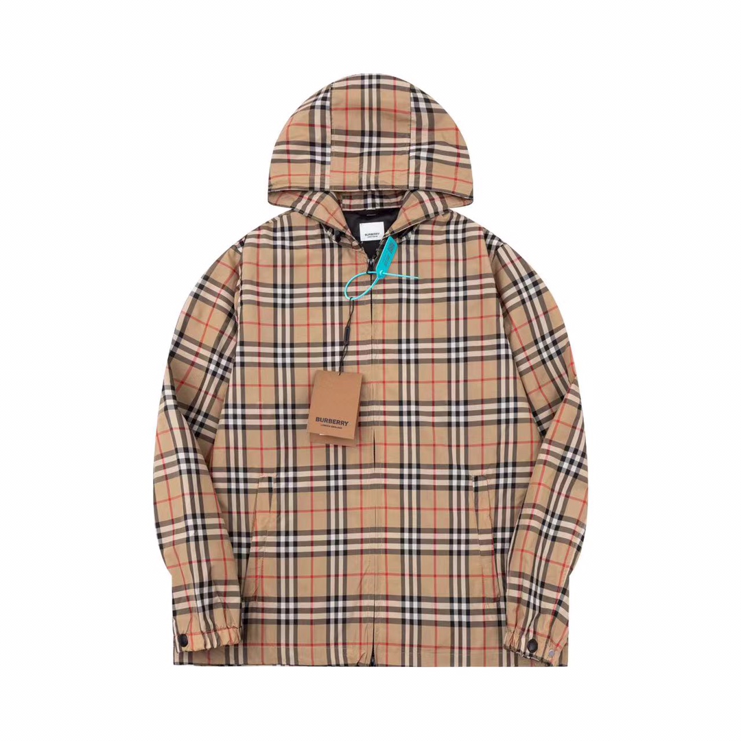 Burberry Clothing Coats & Jackets Windbreaker Lattice Polyester Spring/Fall Collection Hooded Top