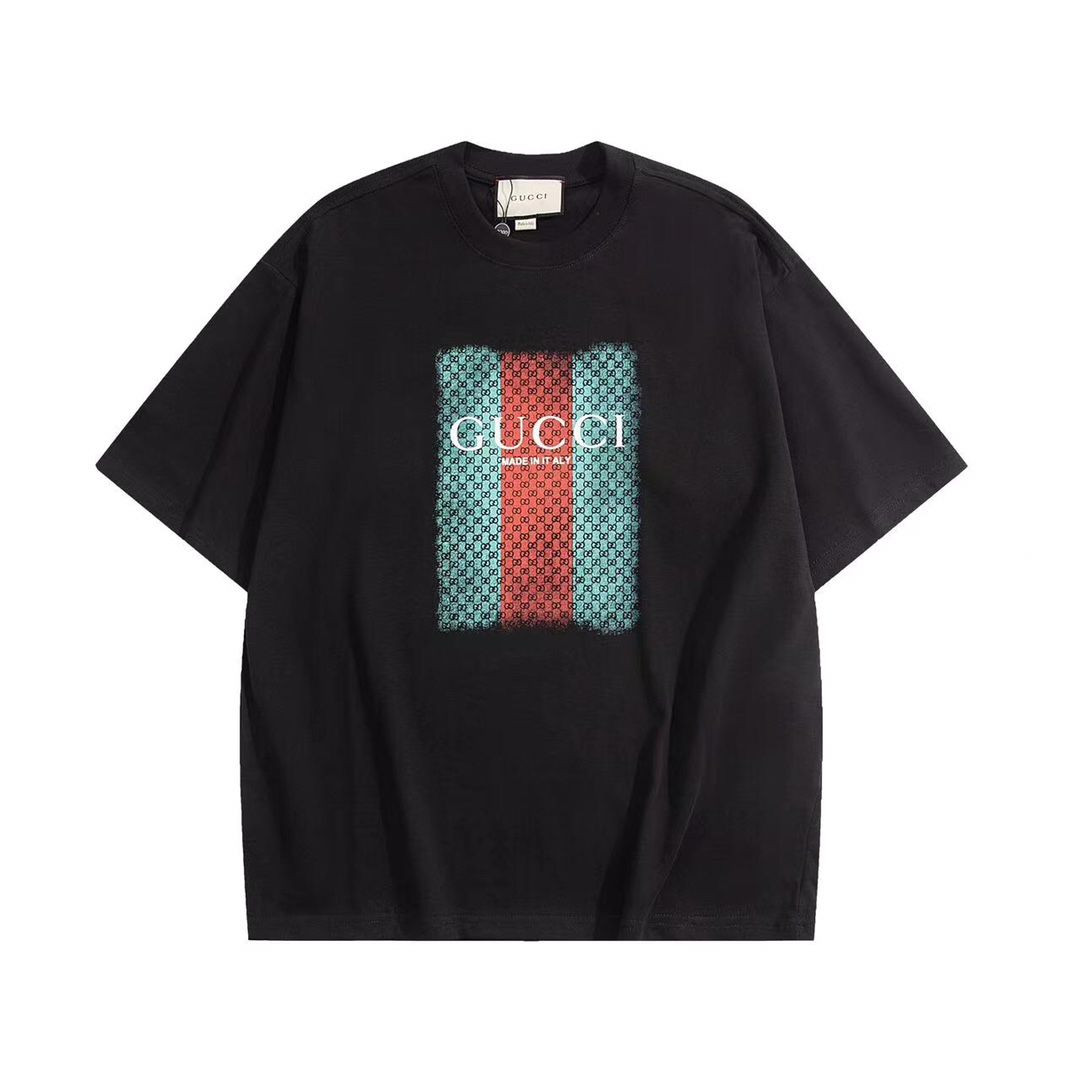 Camiseta de algodón pesado con estampado de letras minimalista de GU, nueva primavera/verano 24, estampado de logo de l…