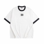 MiuMiu Clothing T-Shirt Embroidery Unisex Short Sleeve