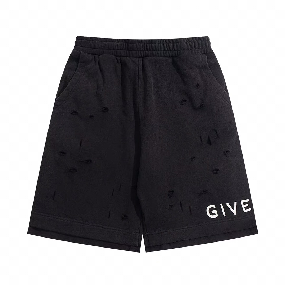 Los nuevos shorts falsos de dos piezas con logo rasgado de GVC. La tela está hecha de rizo de algodón crujiente de 26 h…