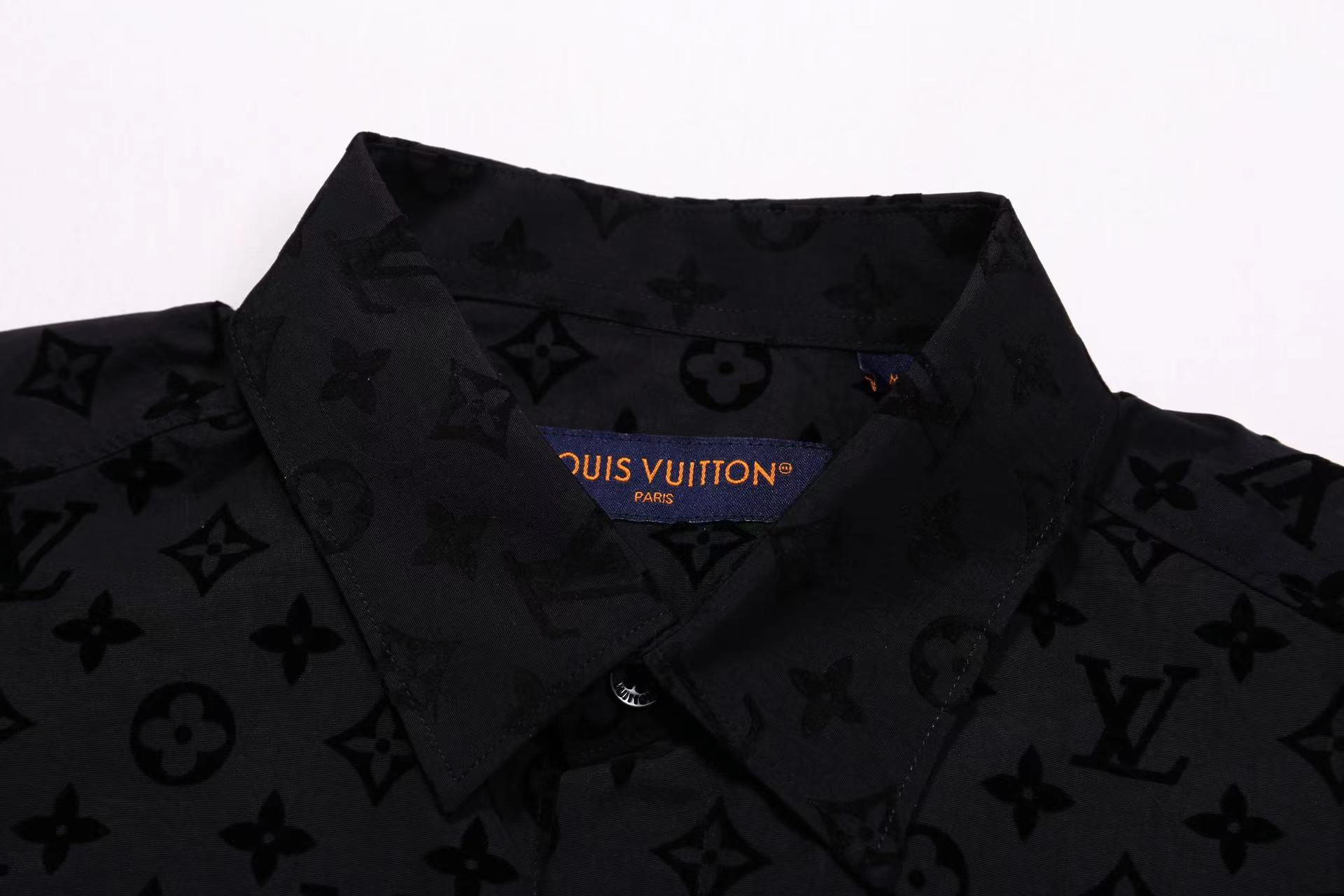 Louis Vuitton Flocked Monogram Print Shirt, Black High-End Luxury 4 i1740722537547 5631 0 2