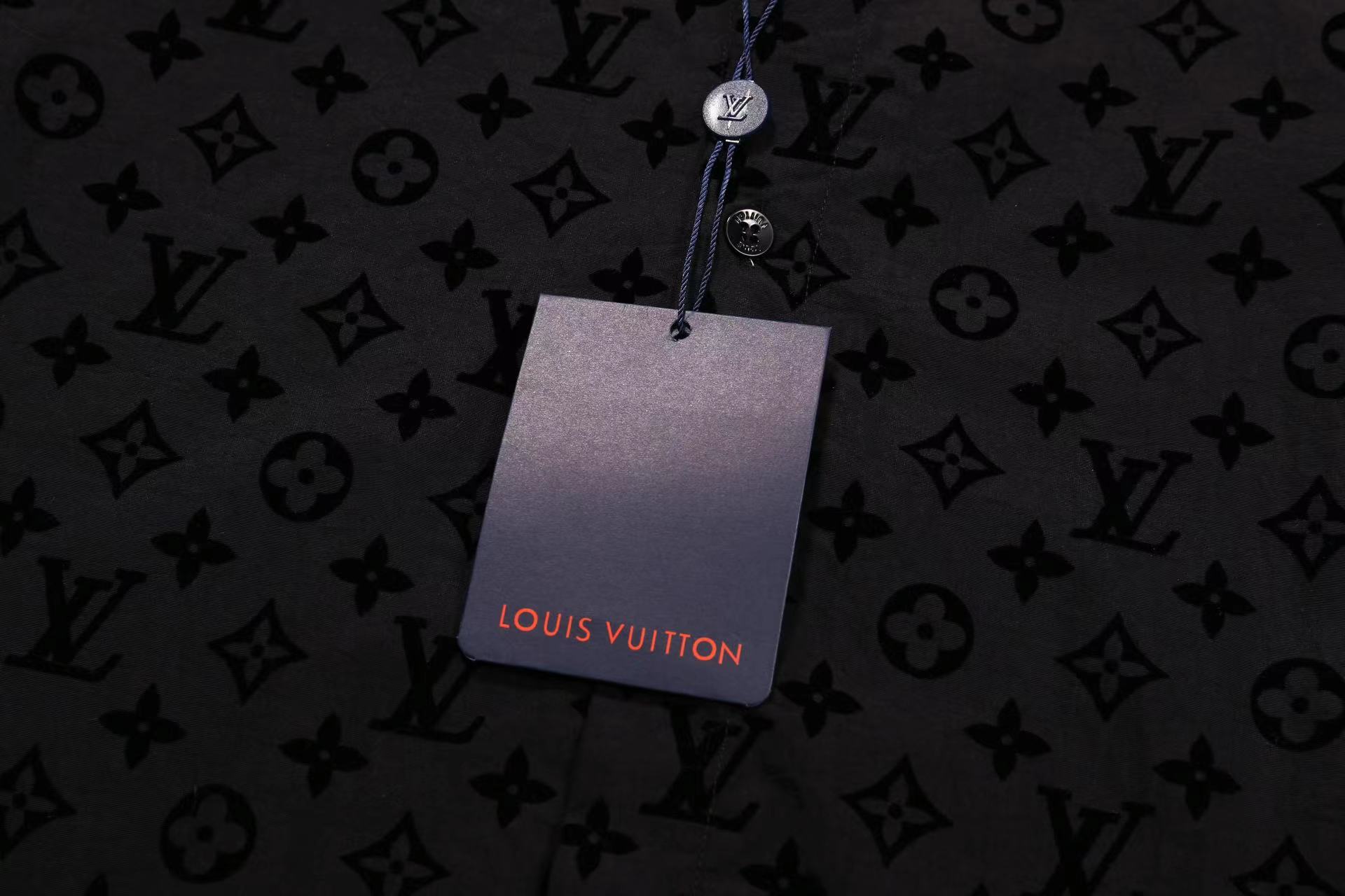Louis Vuitton Flocked Monogram Print Shirt, Black High-End Luxury 7 i1740722538358 5896 0 5
