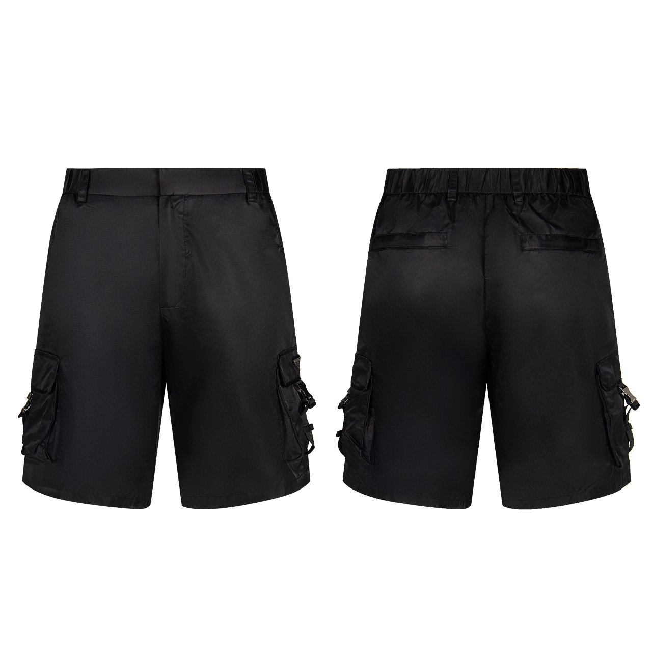 “Prada Bermuda Nylon Shorts: Regenerative Fabric, Custom Metal Locks, Golden Triangle Logo” - 图片 3