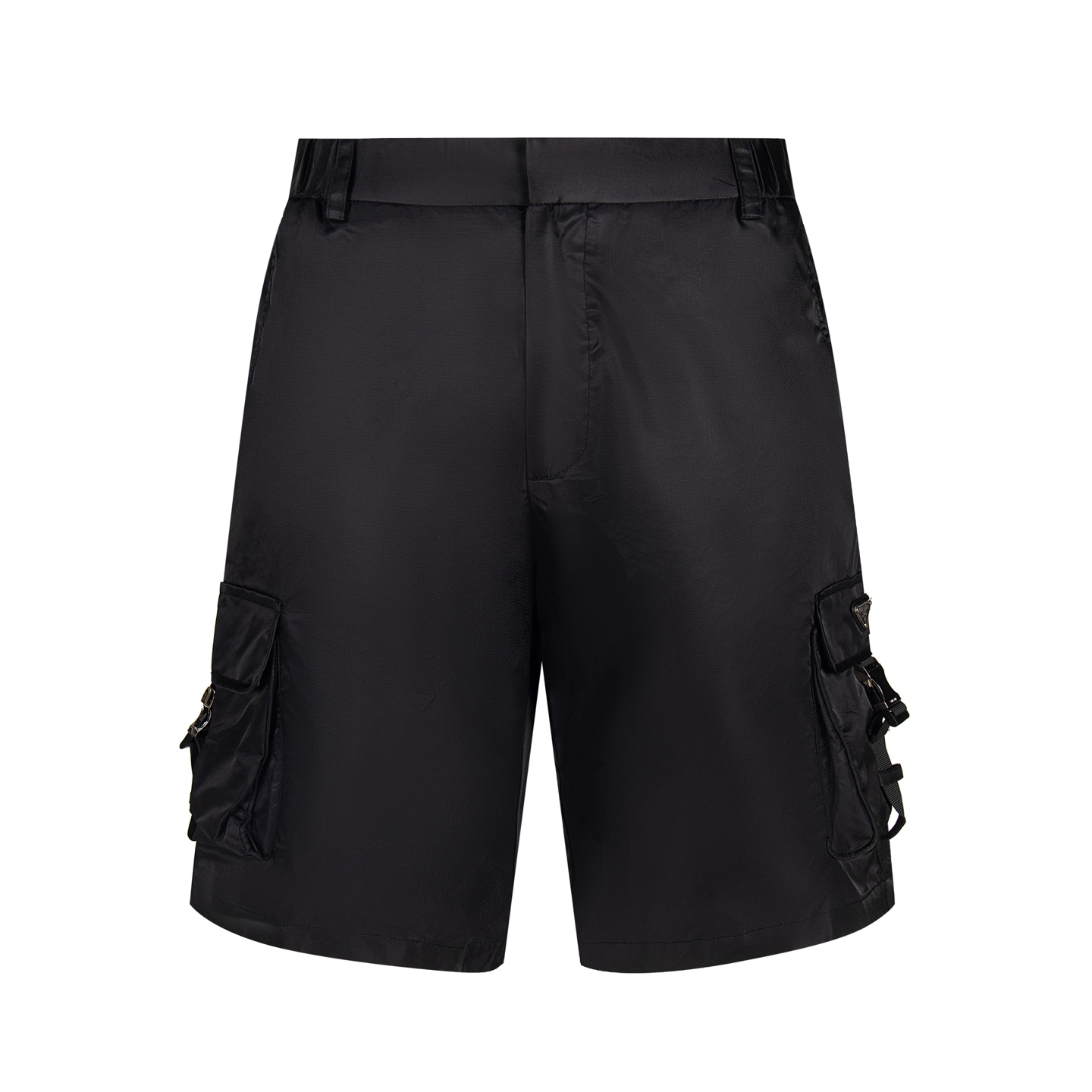 “Prada Bermuda Nylon Shorts: Regenerative Fabric, Custom Metal Locks, Golden Triangle Logo” - 图片 1