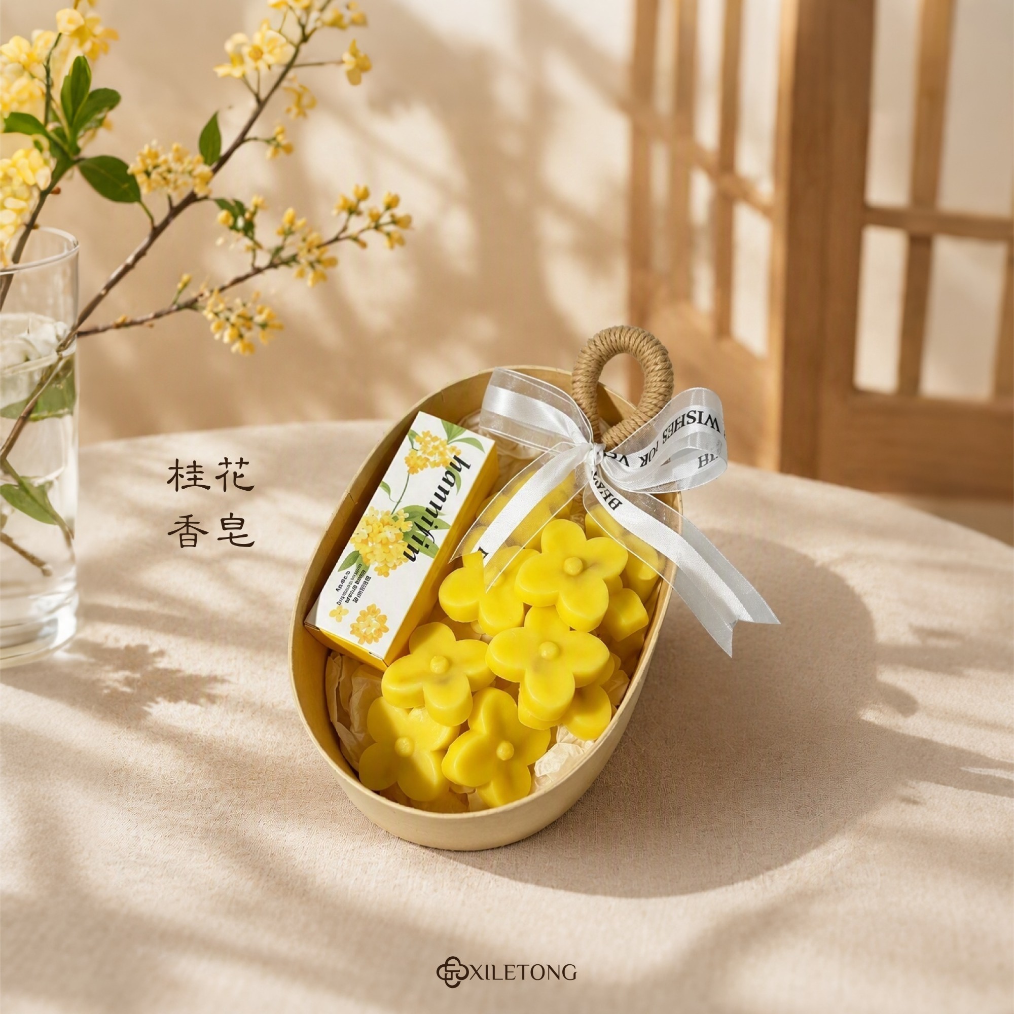 🌼中秋快樂｜原木椭圆桂花伴手礼盒