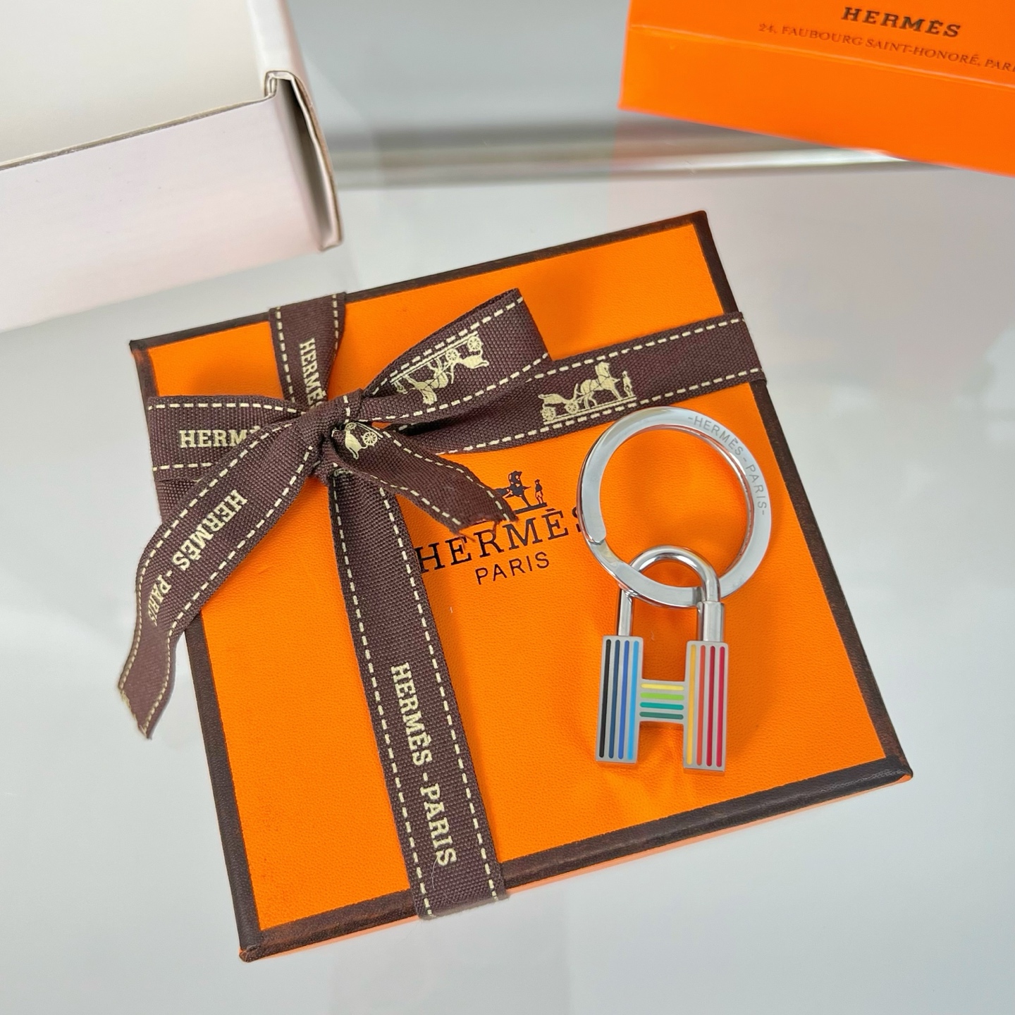 Hermès Cadenas Quizz Rainbow Keyring: Unique Metal Lock for Bag with H-Letter Key Buttons