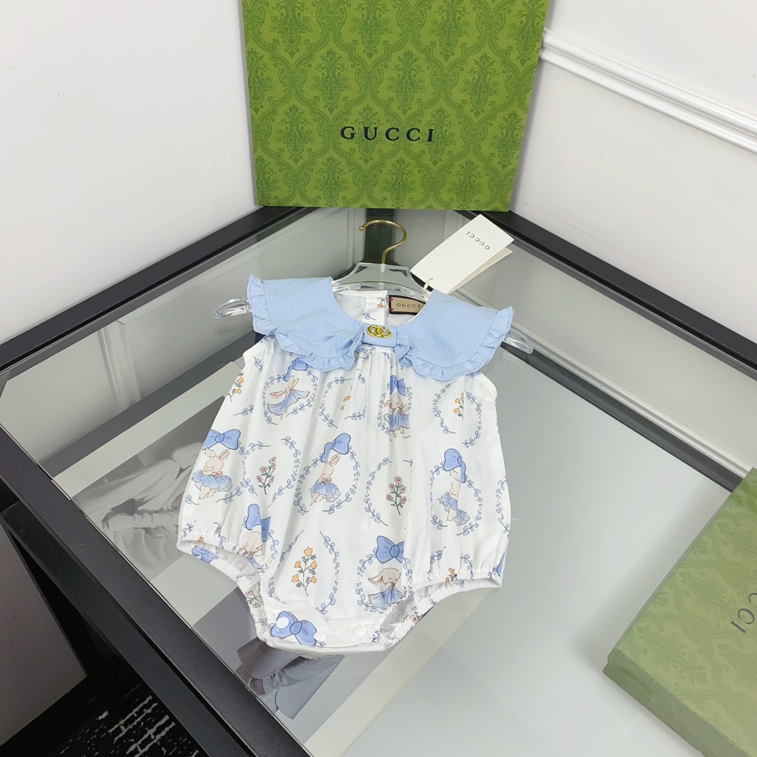 Nuevo 🆕 Body adorable con cuello de muñeca GG. ¿Quién no es una princesita elegante? ¡Conejitos elegantes estampados e…