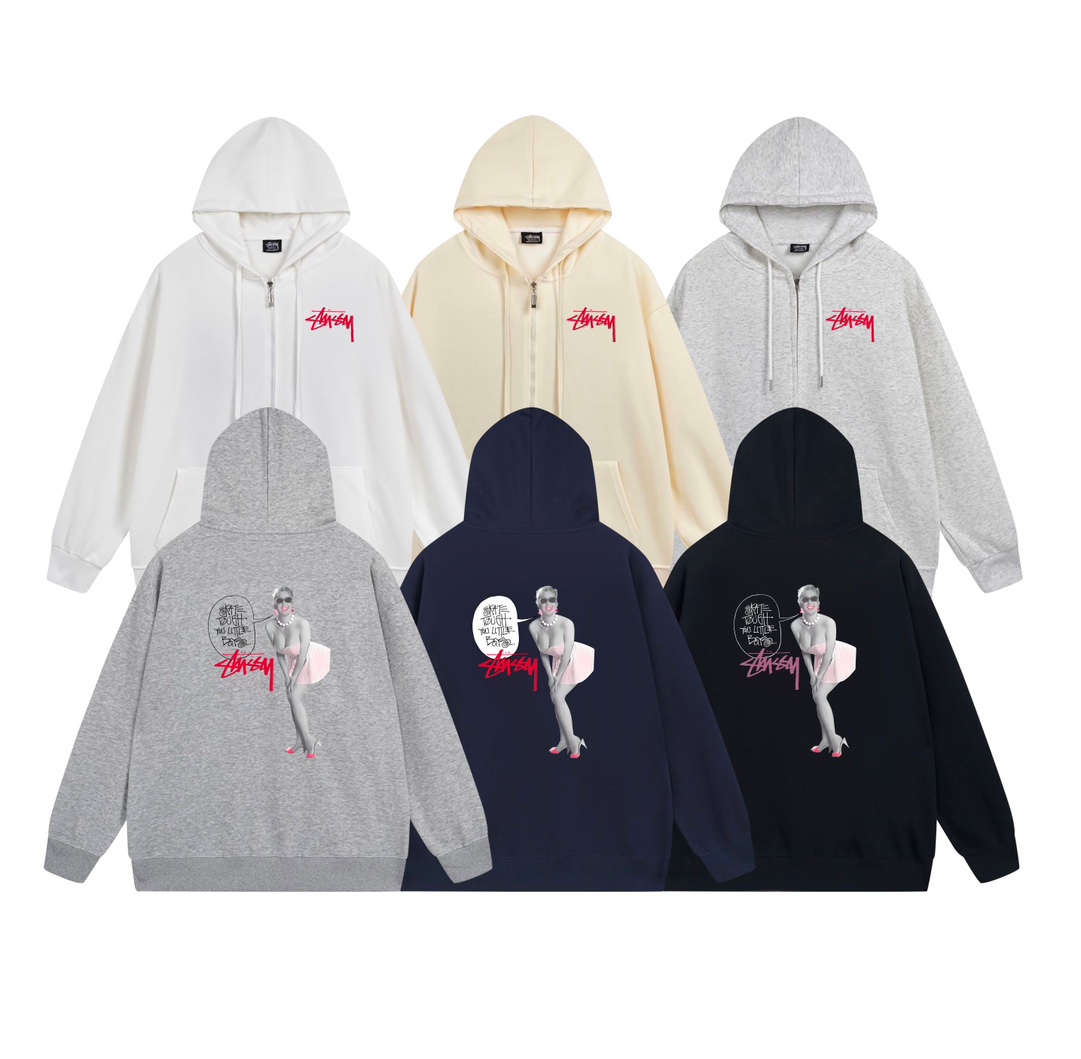 Stussy SS23 Fur Jacket Collection with Monroe’s Hood – Sizes S-XXL, Various Colors. - 图片 1