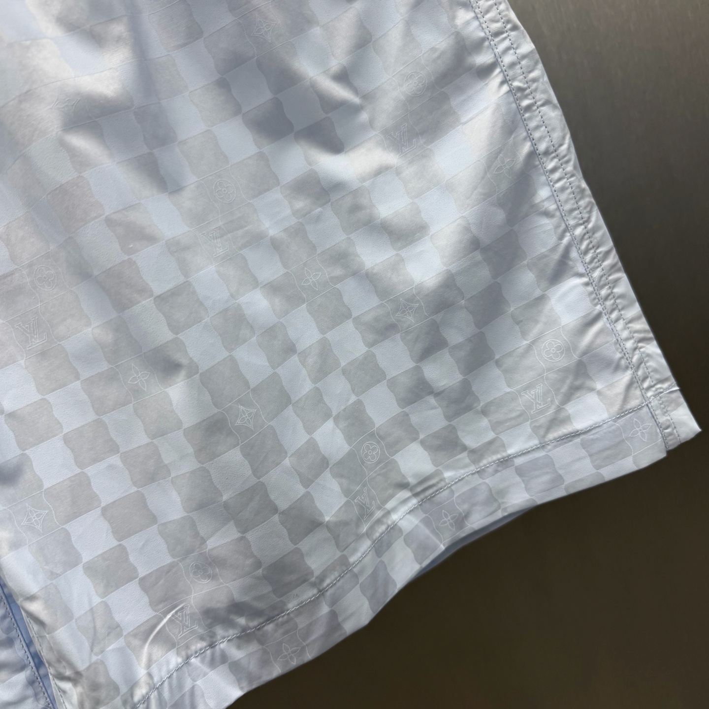 Unknown 浅蓝棋盘格抽绳短裤
