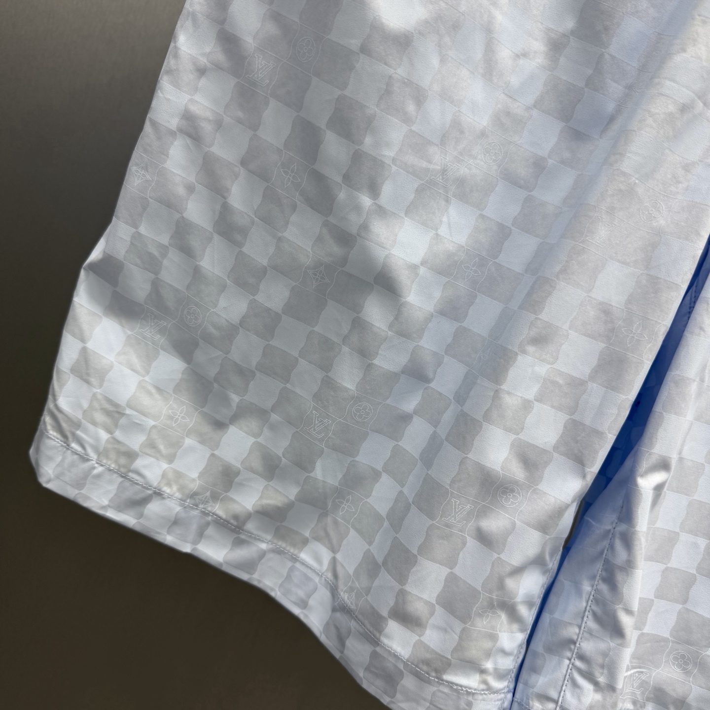 Unknown 浅蓝棋盘格抽绳短裤