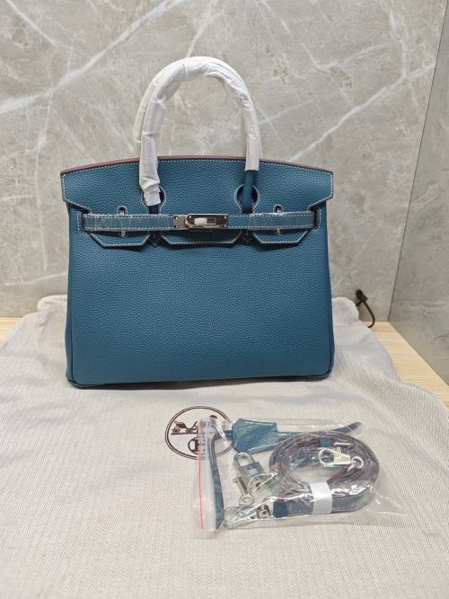 Elegante Bolso Birkin Azul Medio de 30 cm con Caja Adicional 1 Elegante Bolso Birkin Azul Medio de 30 cm con Caja Adicional