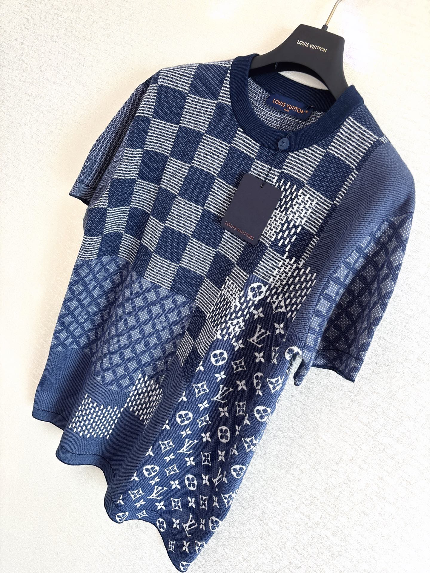 Louis Vuitton Men's Blue Jacquard Knit T-Shirt | Short Sleeve Top 4 i1754631100872 7531 0 2