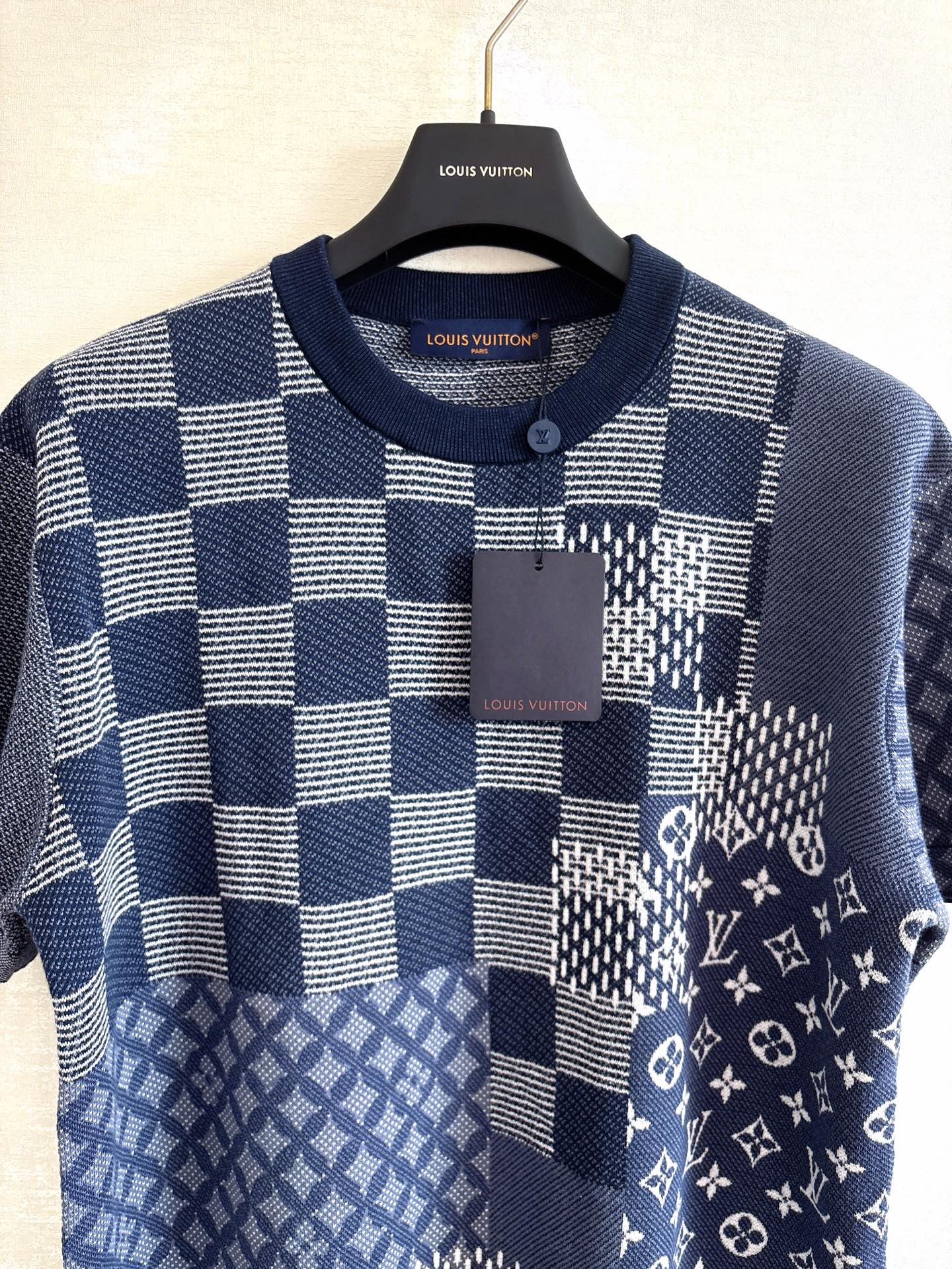 Louis Vuitton Men's Blue Jacquard Knit T-Shirt | Short Sleeve Top 3 i1754631100880 3727 0 1