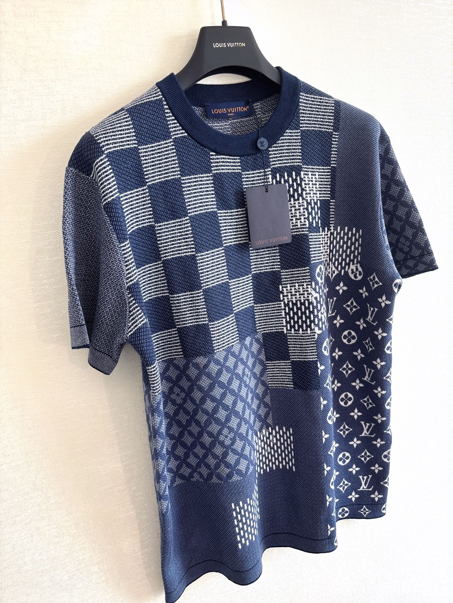 Louis Vuitton Men's Blue Jacquard Knit T-Shirt | Short Sleeve Top 5 i1754631101310 1739 0 3