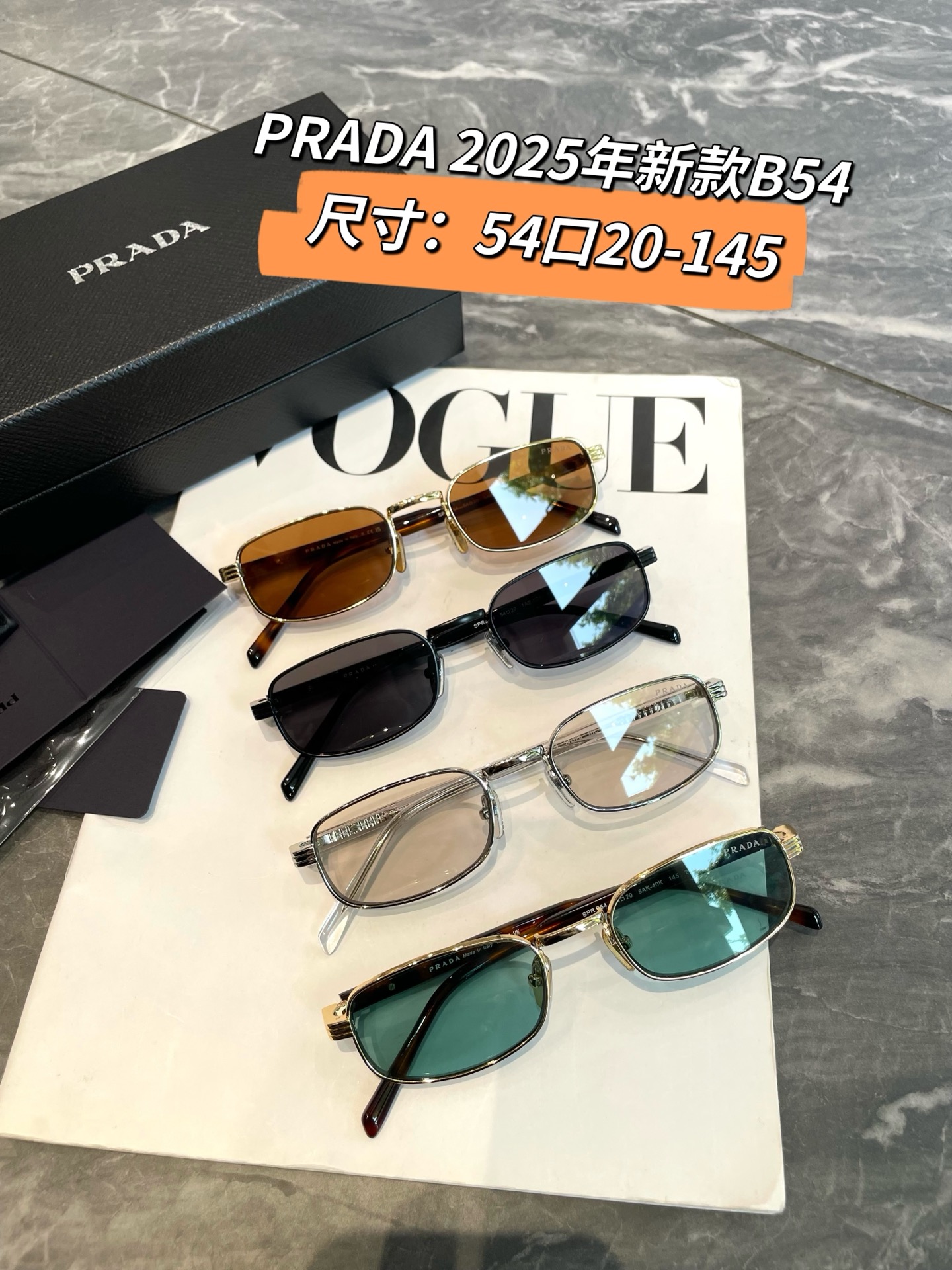 PRADA Sunglasses Metal Rectangular