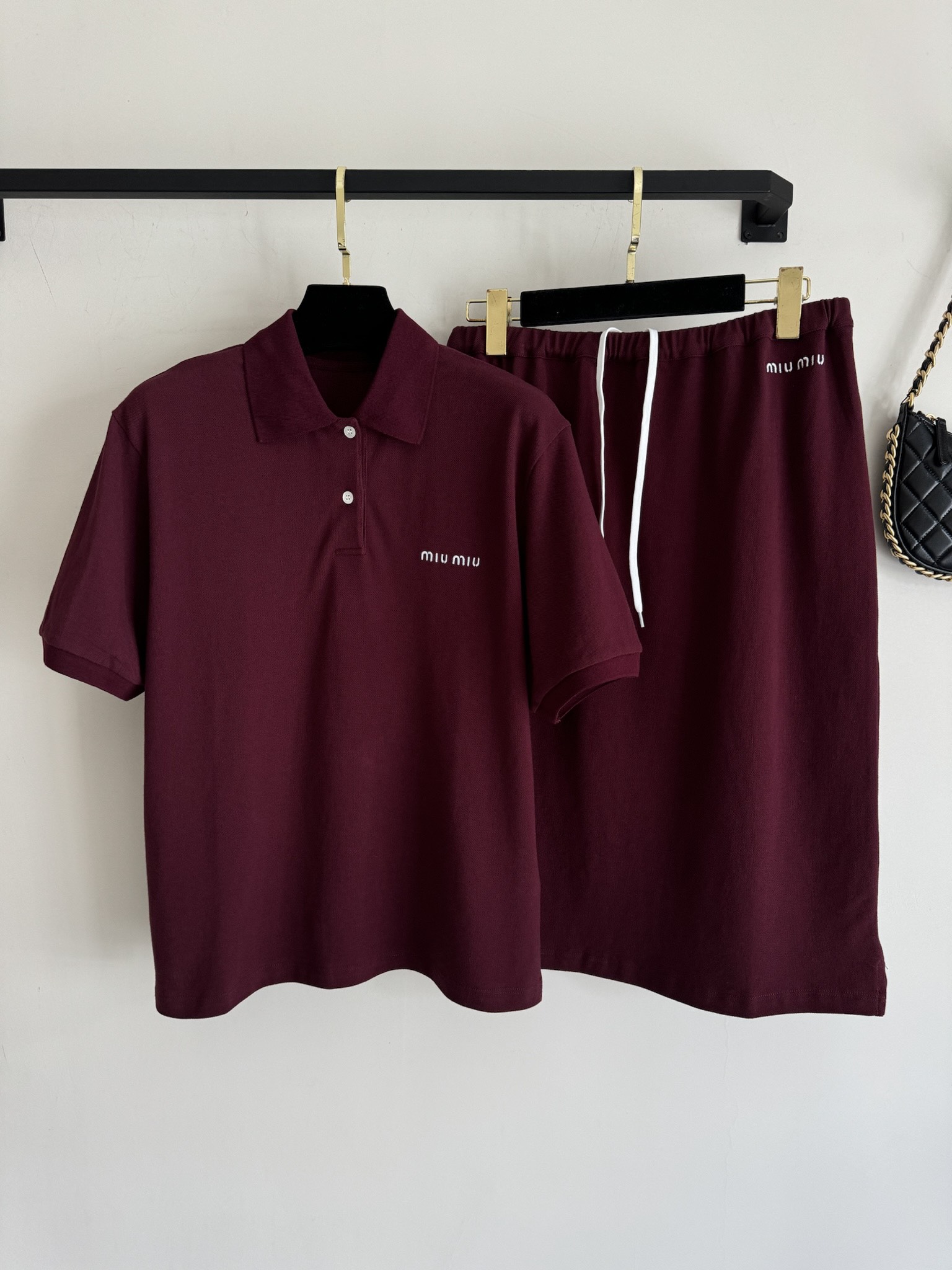 MiuMiu Vêtements Polo T-Shirt Bourgogne Rouge Collection printemps – été Manches courtes
