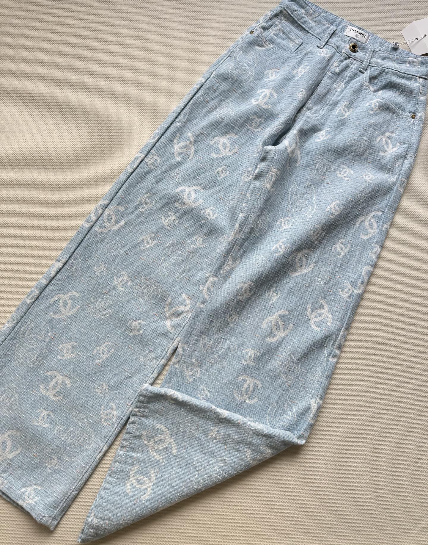 Chanel 25SS Light Blue Jacquard Straight-Leg Jeans - Spring Collection 4 i1741928167537 2744 0 2