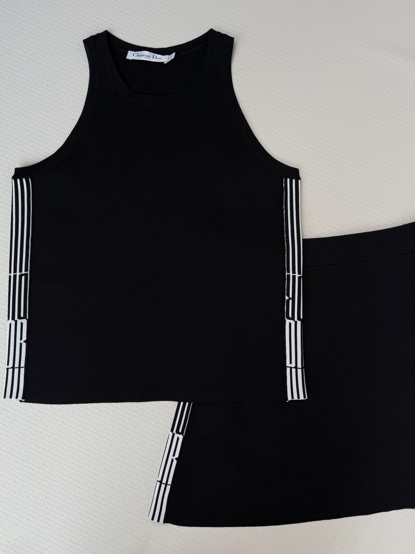 Dior Black Knit Tank Top and Skirt Set with Striped Logo Detail 4 i1743917325763 1376 0 2