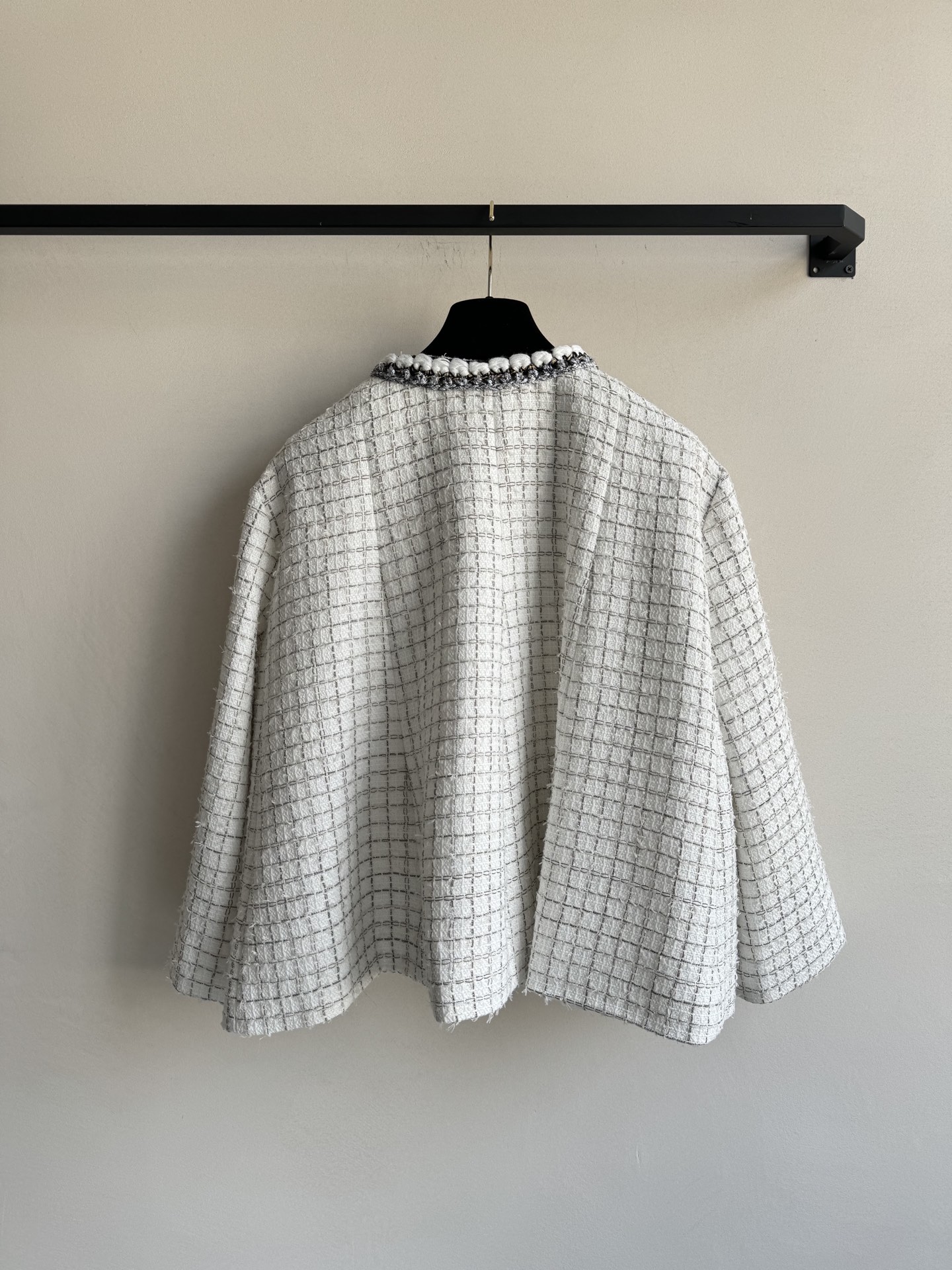 Chanel Inspired Wool Blend Cape Dress Coat - Elegant Black & White Design 3 i1745690304187 218 0 6