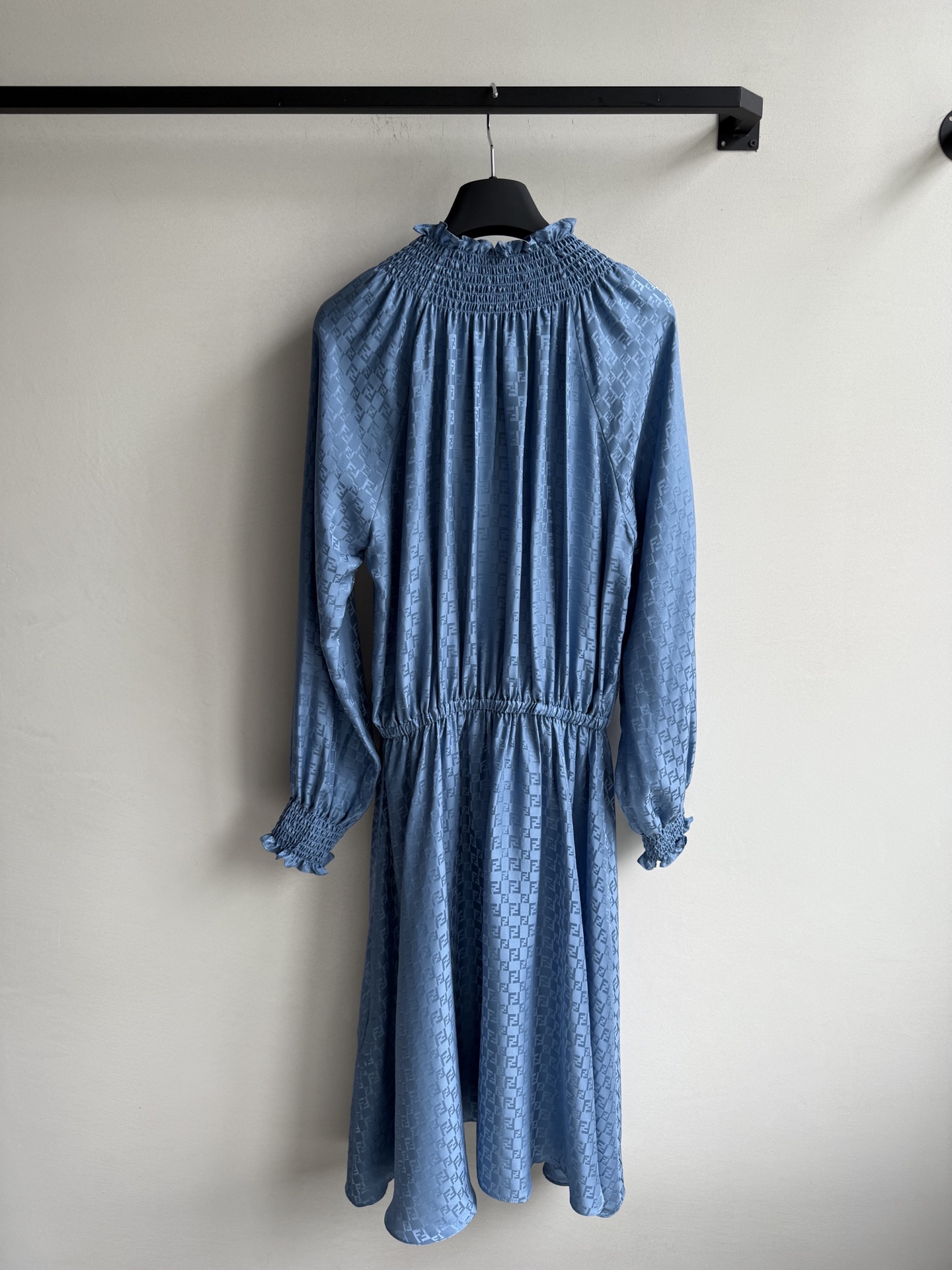 Fend* Silk Blue Dress with FF Pattern and Floral Details - Summer Collection 3 i1748324971467 3441 0 1