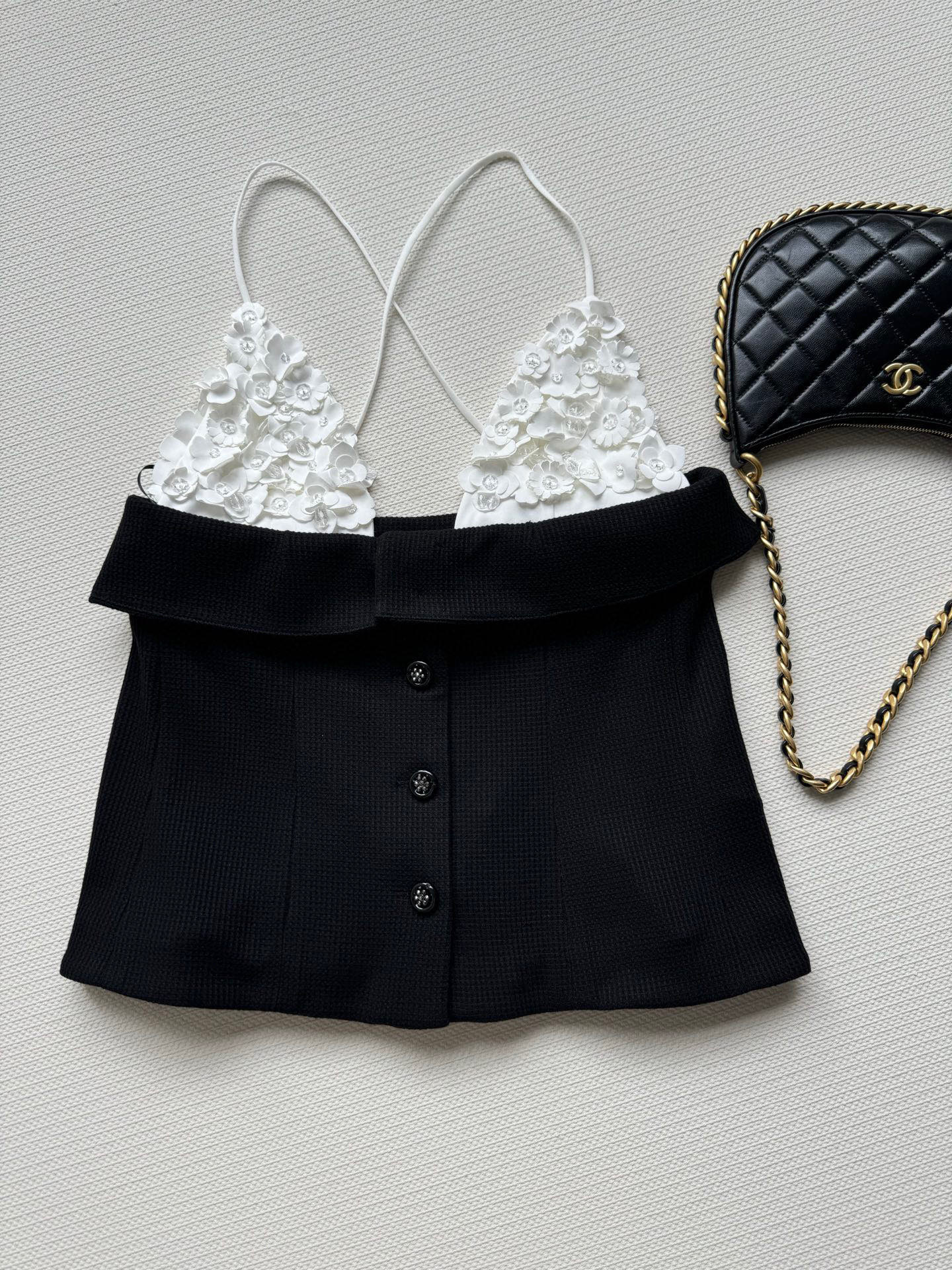 Chanel Inspired Black and White Bustier Tank Top - Spring 25 Collection 4 i1748588522426 652 0 2