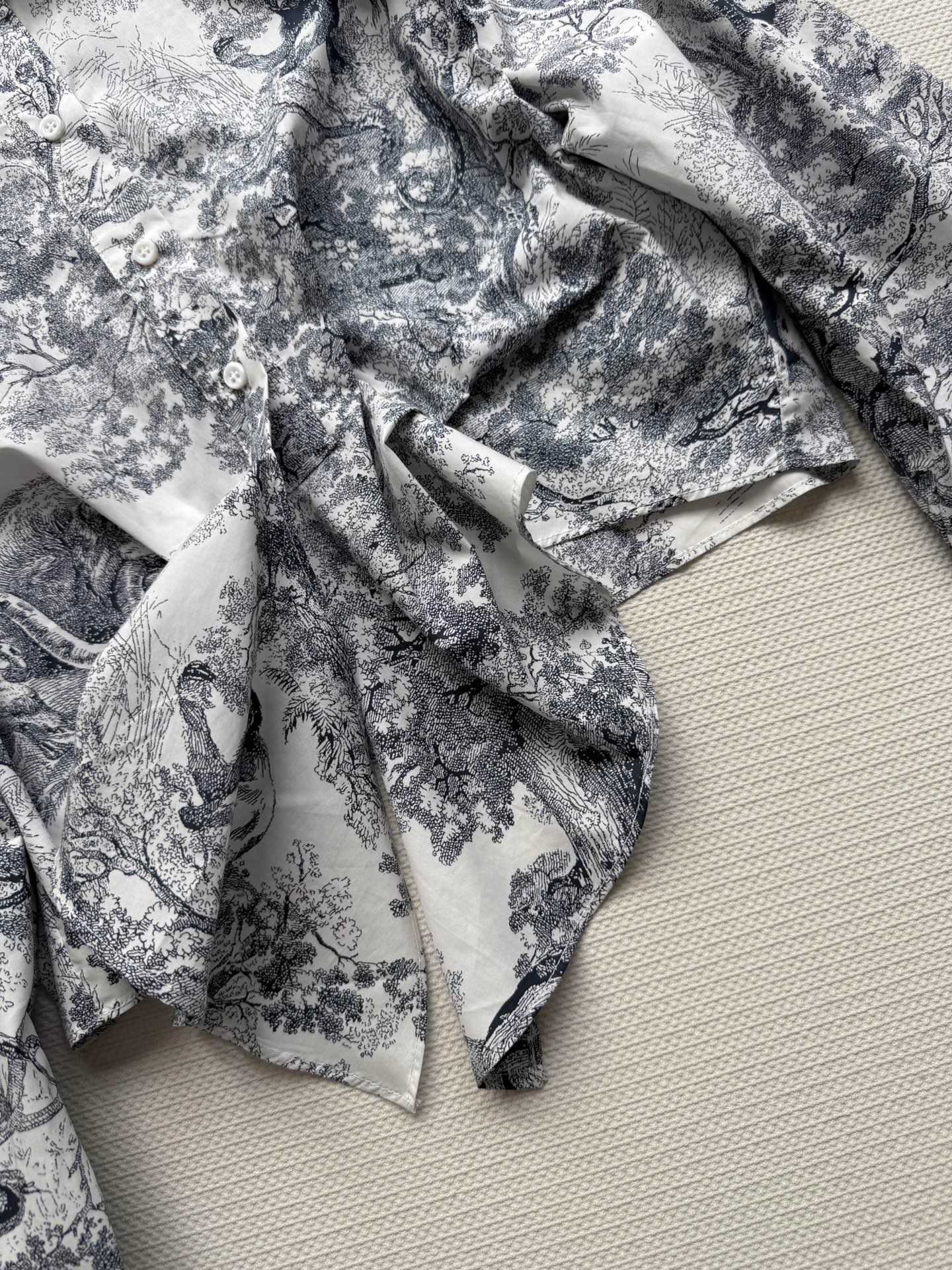 Dior Inspired Printed Shirt - Custom Silk Blend, Breathable & Comfortable - S, M, L 8 i1749184418417 797 0 6