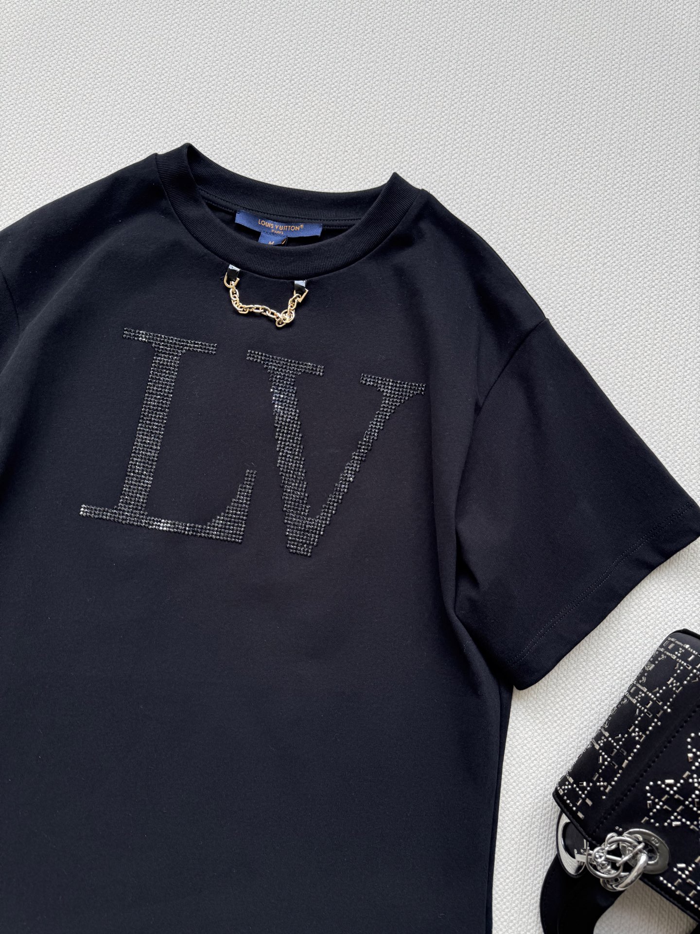 Louis Vuitton Women's Rhinestone Chain T-Shirt | Luxury Cotton Tee 5 i1751172296474 2848 0 3